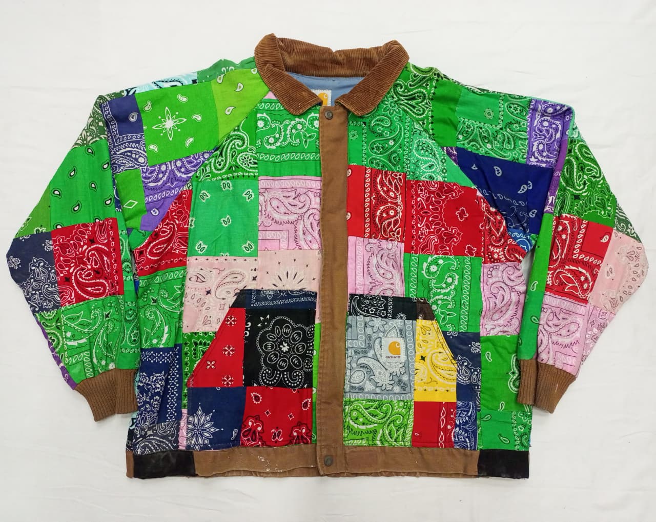 CR822 Upcycled Bandana Jackets with carhartt logo