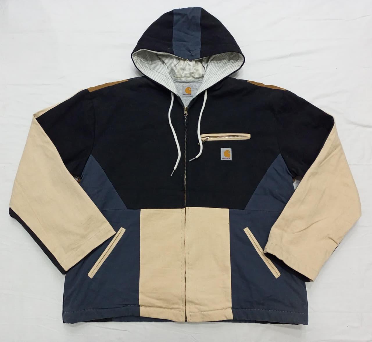 CR826 Upcycled Carhartt Colour-Block Hooded Jacket