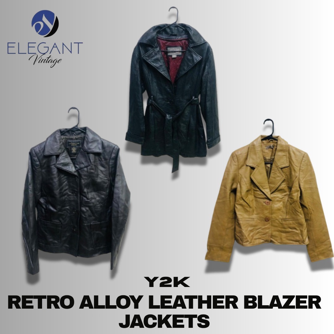 Y2K Retro Alloy Leather Blazer Jackets - EV1219