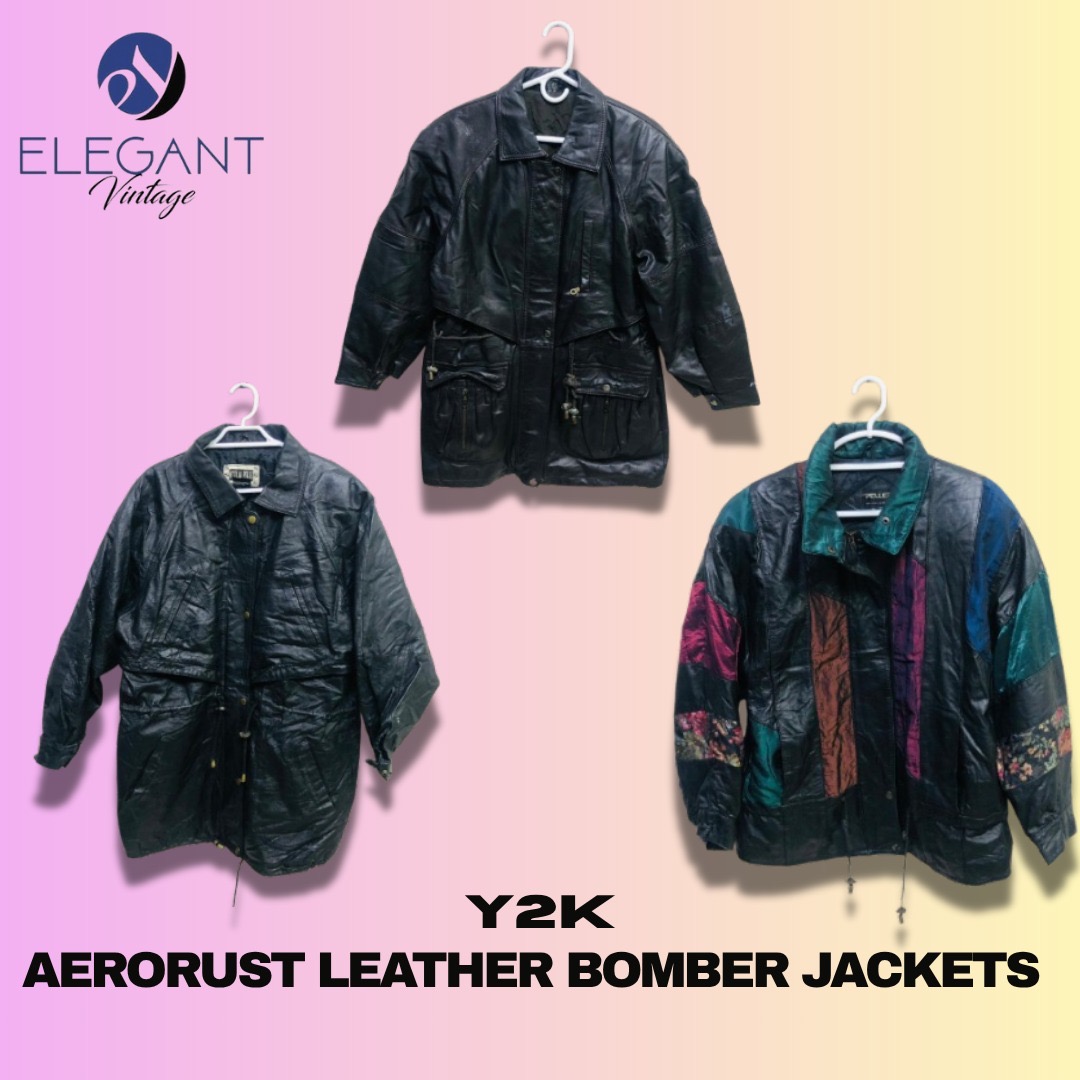 Y2K Aerorust Leather Bomber Jackets - EV1229