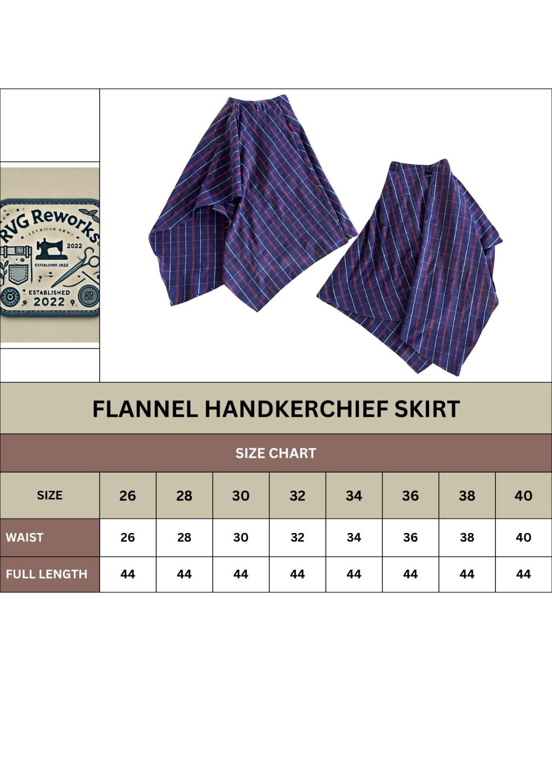 Upcycled Asymmetrical Plaid Flannel Skirt