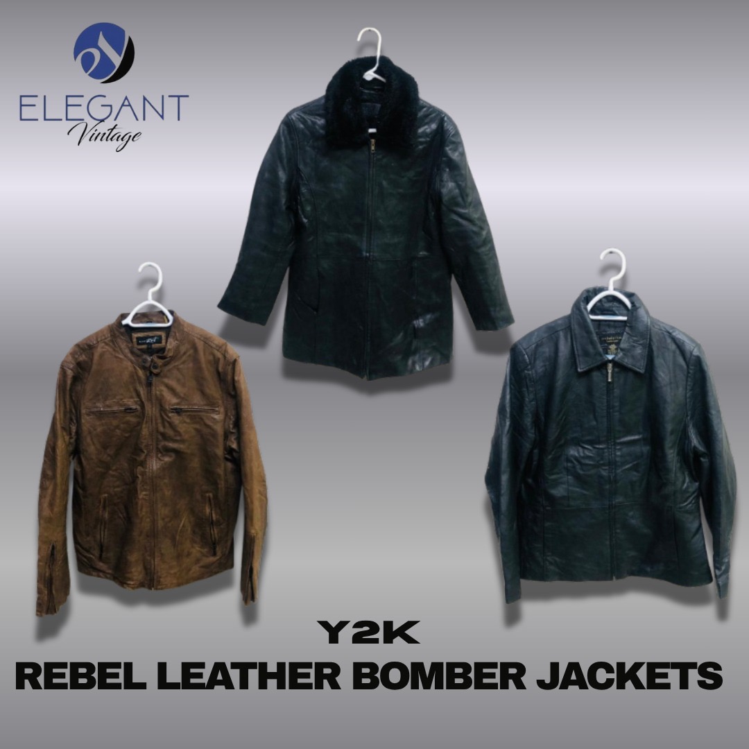 Y2K Rebel Leather Bomber Jackets - EV1238