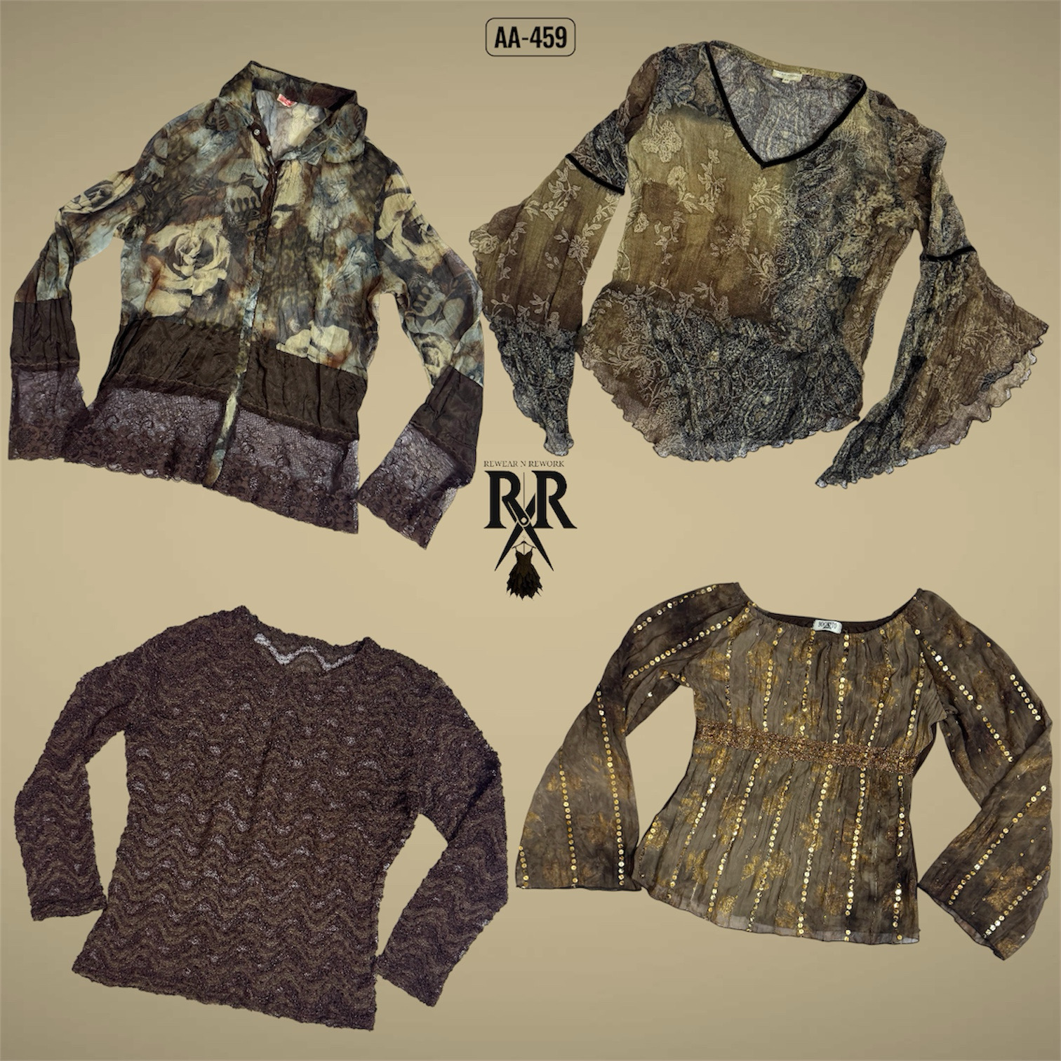 Y2K Earthy Tone Full Sleeve Tops (AA-459)