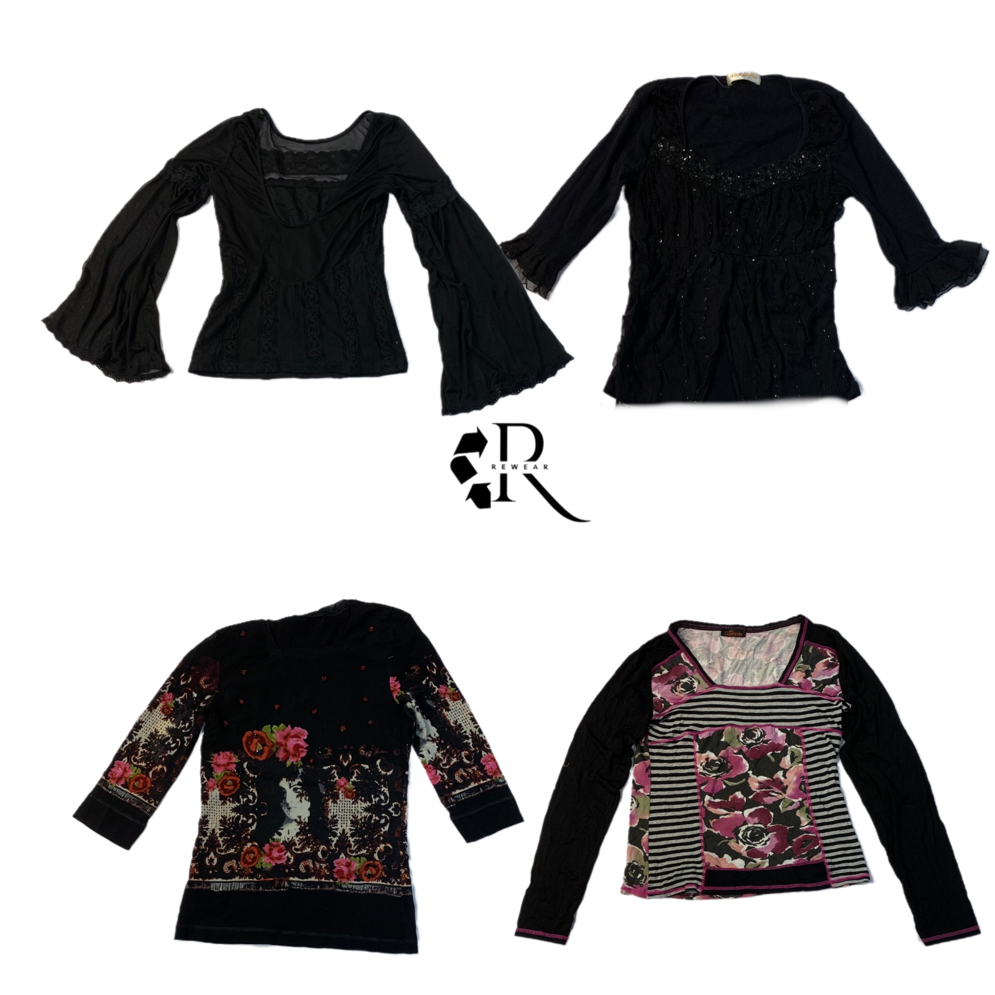 Y2K Black Gothic Full Sleeves Tops Rw-1260