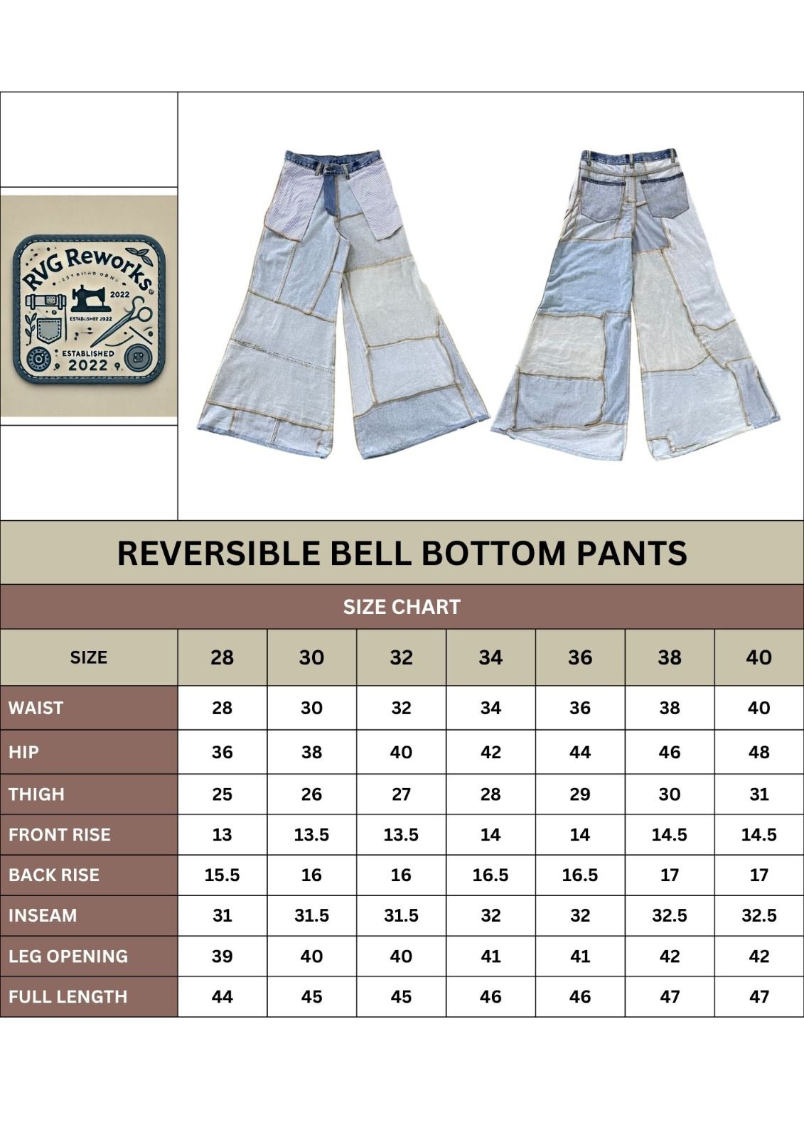 Upcycled Inside-Out Patchwork Wide Leg Jeans