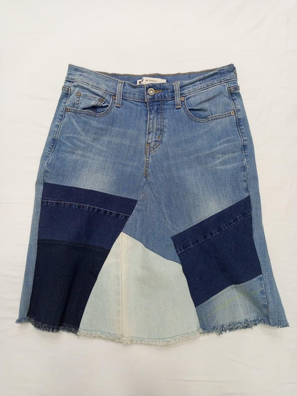 CR837 Upcycled Patchwork Denim Skirts