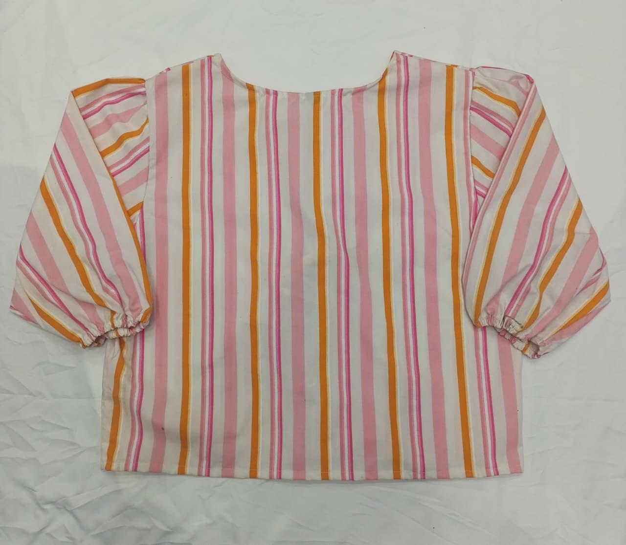 CR840 Upcycled The Pastel Stripe Bow-Front Blouse