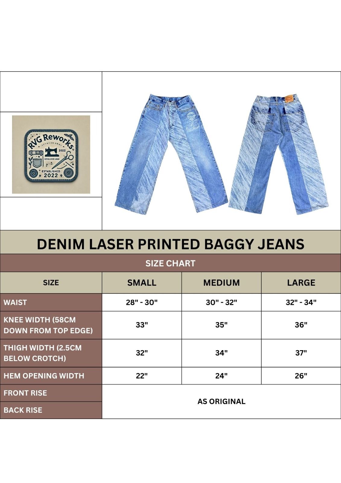 Upcycled Laser Print Wide Leg Jeans