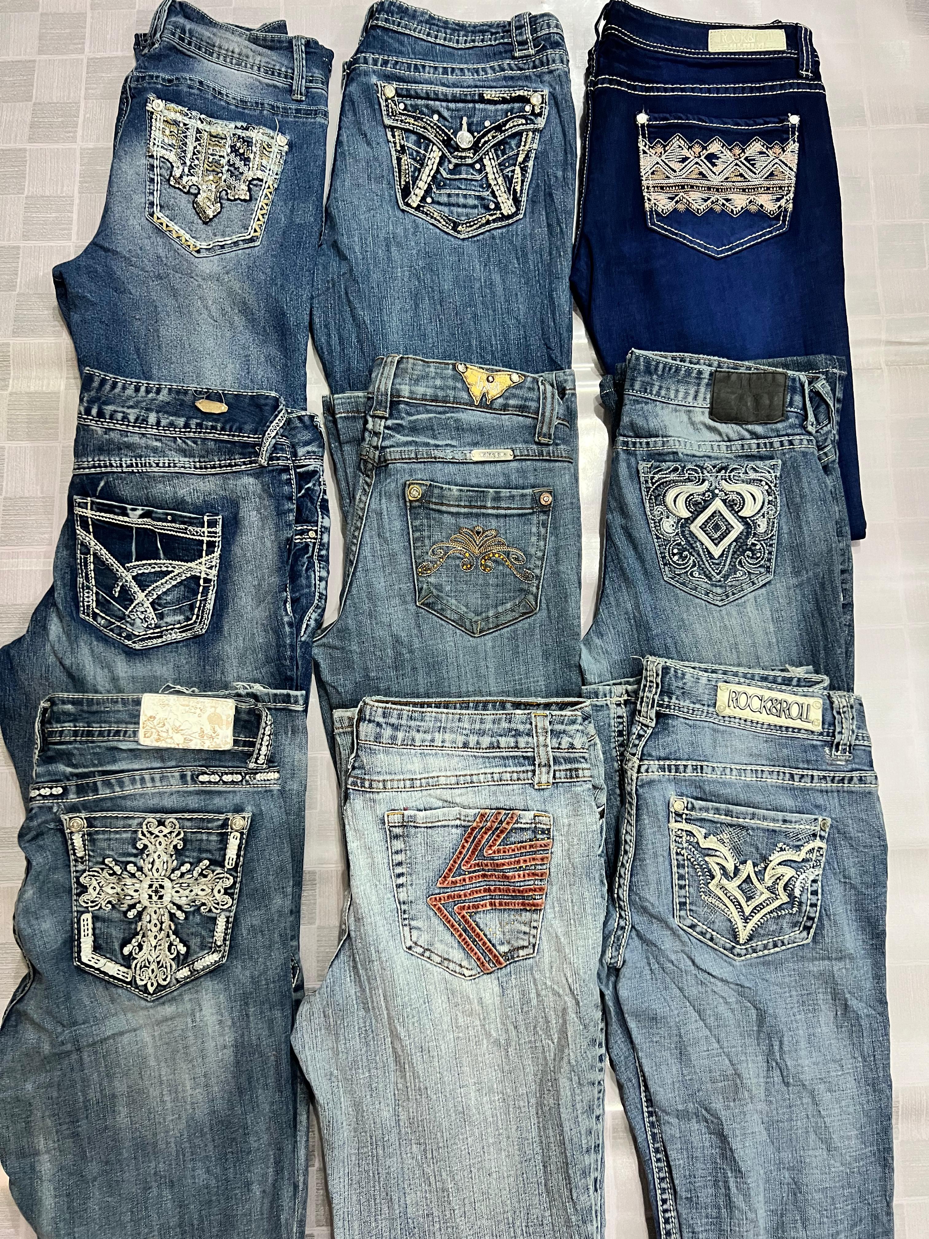 R188 Ladies Y2k Embellished Flared Jeans