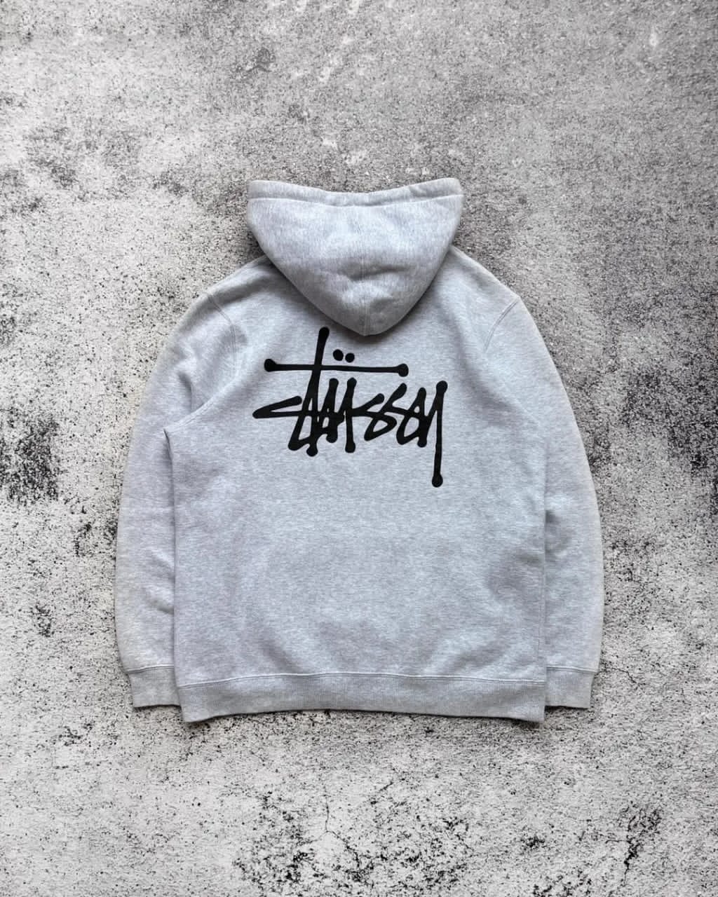Stussy rework style gray pullover hoodie