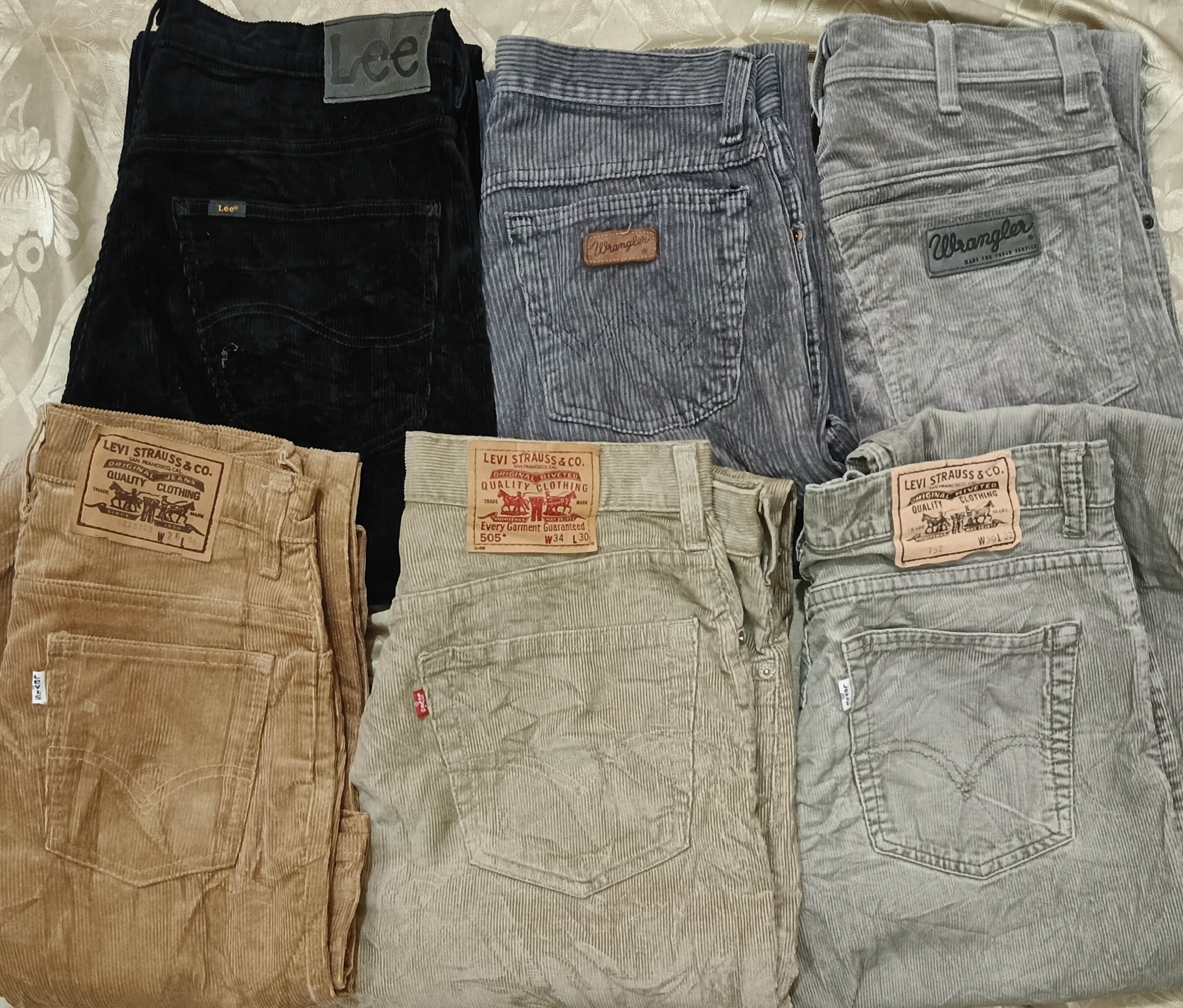 Lee, Levi's and Wrangler Corduroy pants
