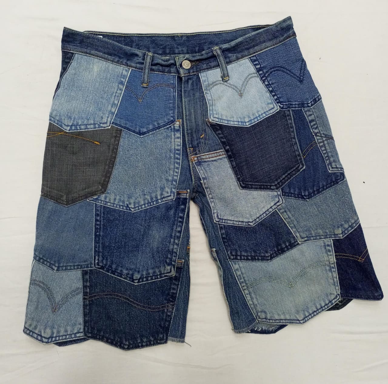 CR856 Upcycled Levi's Denim Patchwork Jorts