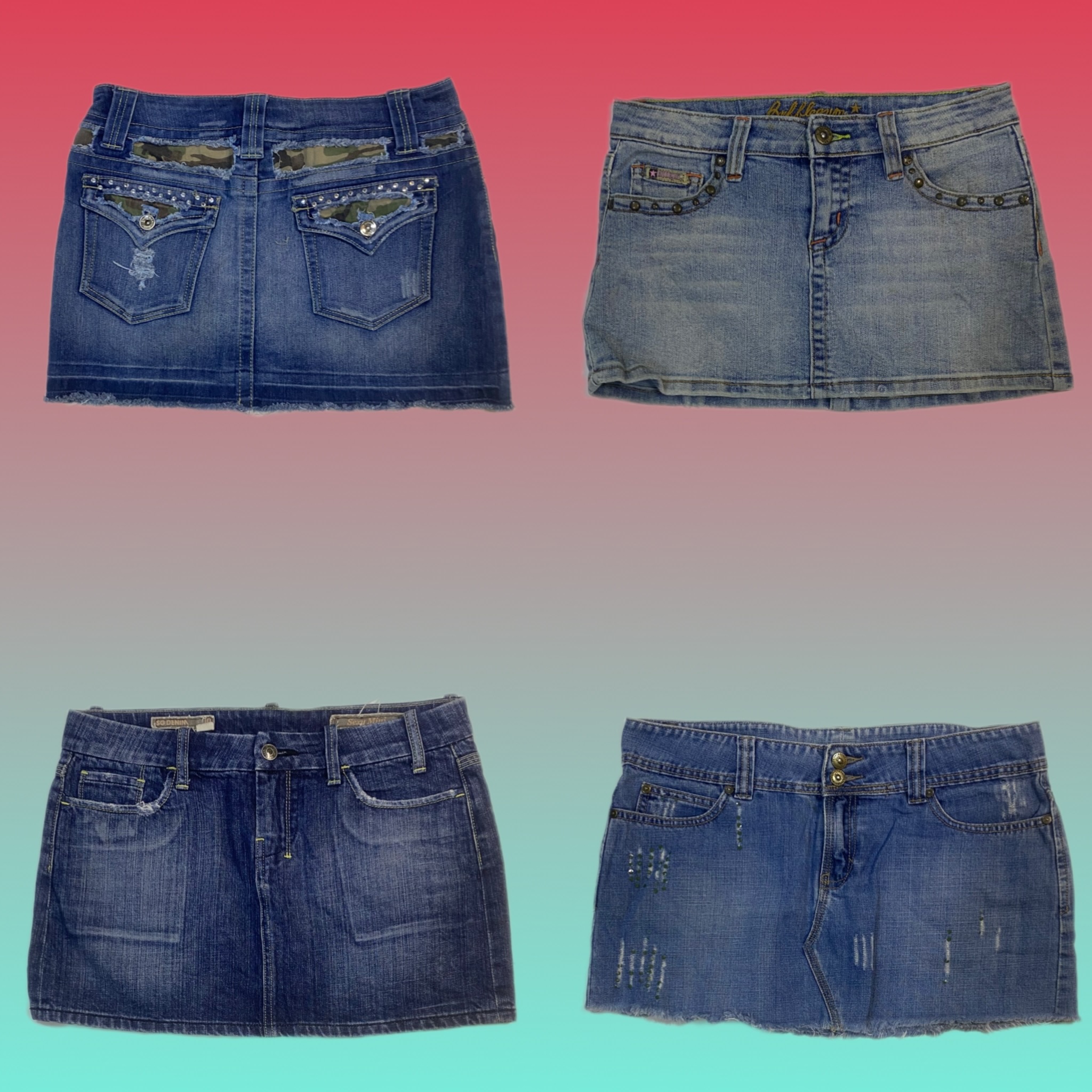Y2K IT Girl Denim Mini Skirts (TS-1580)