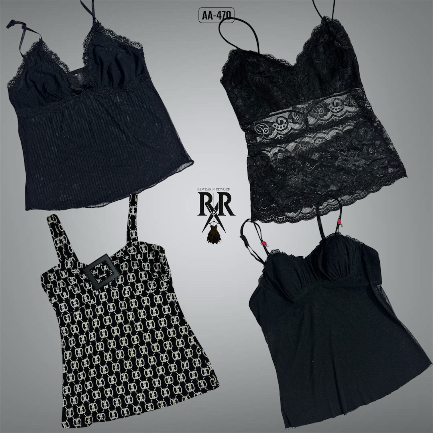 Y2K All Black Mix Cami Tops (AA-470)