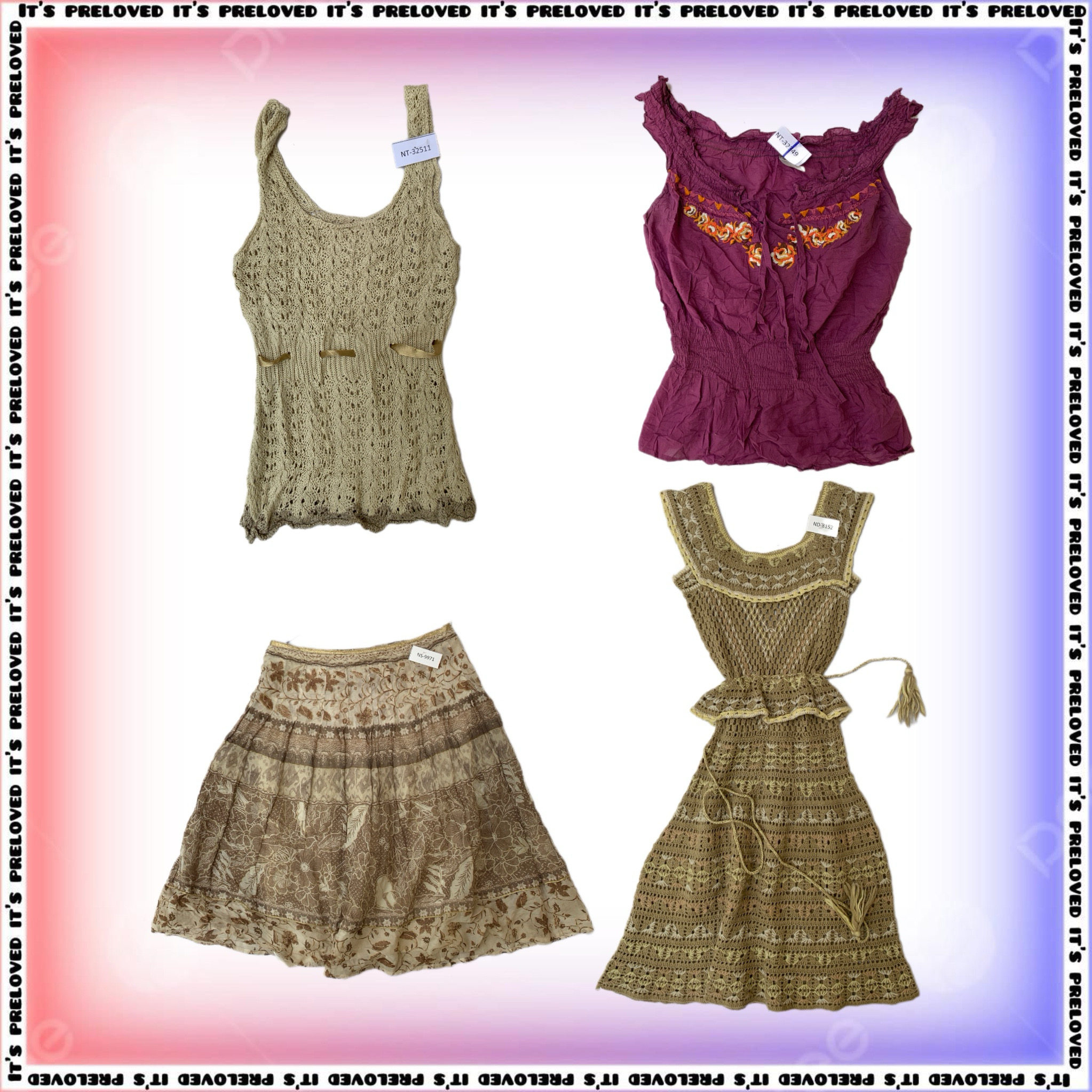 Boho Peasantcore Tops dress skirt (1645)