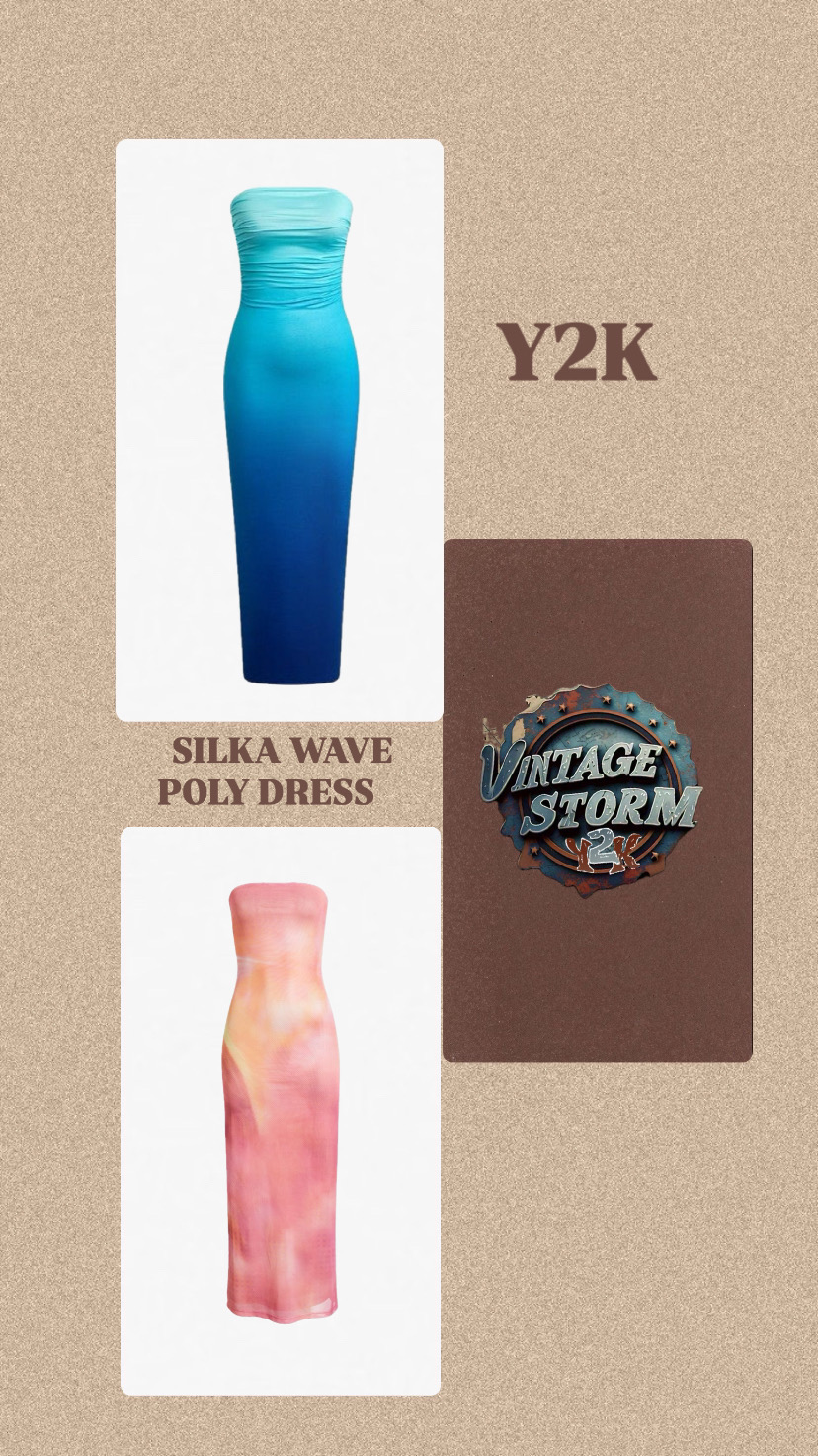 Y2k Silka Wave Poly Kleid