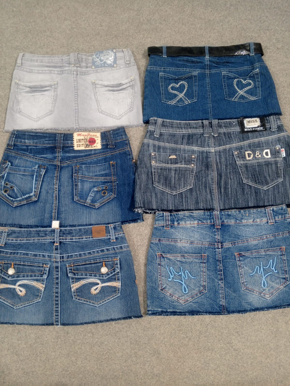 HD1237 Ladies Upcycled Y2K Denim Micro Mini Skirts