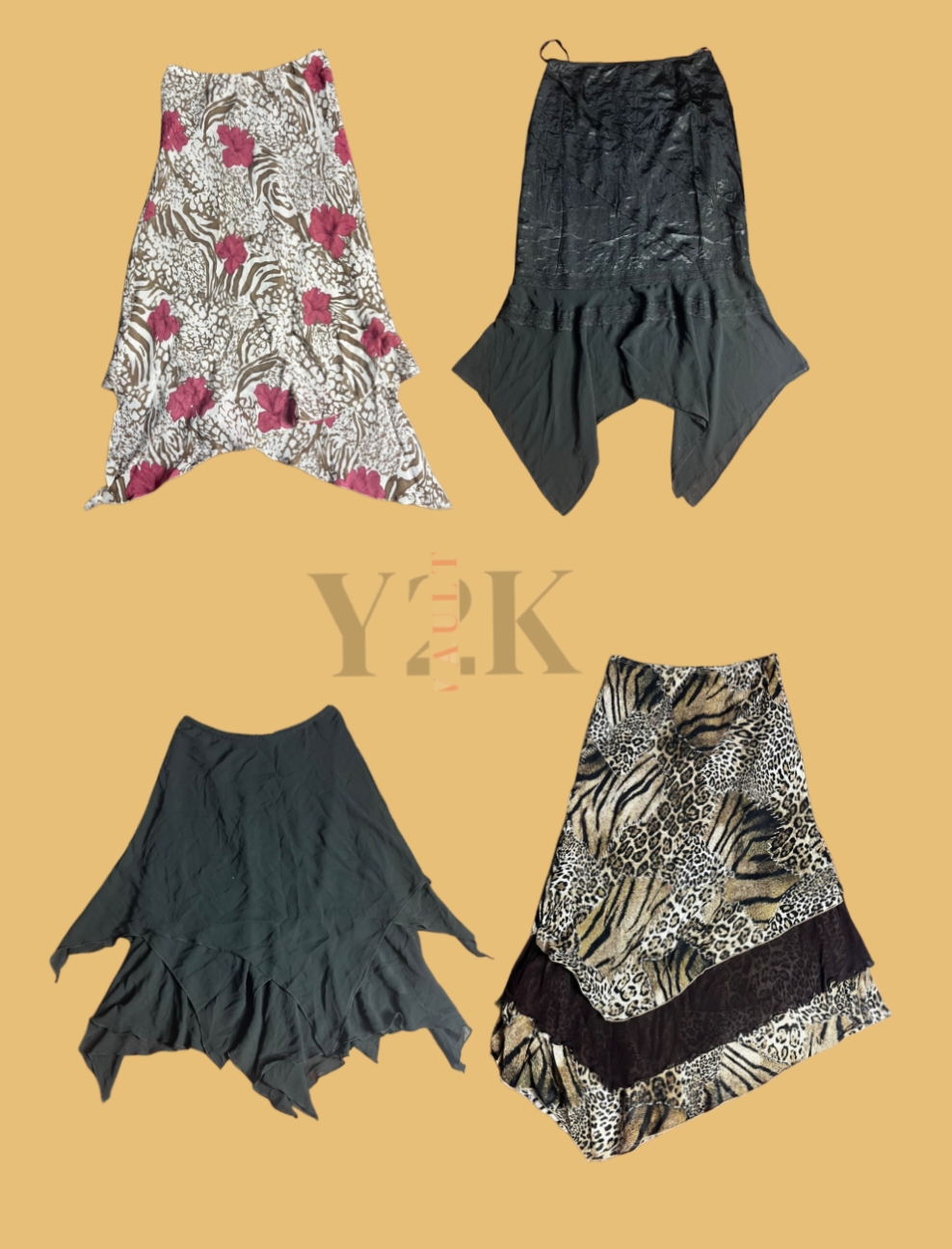 Y2K Hanky Hem Midi Skirts (Yv-468)