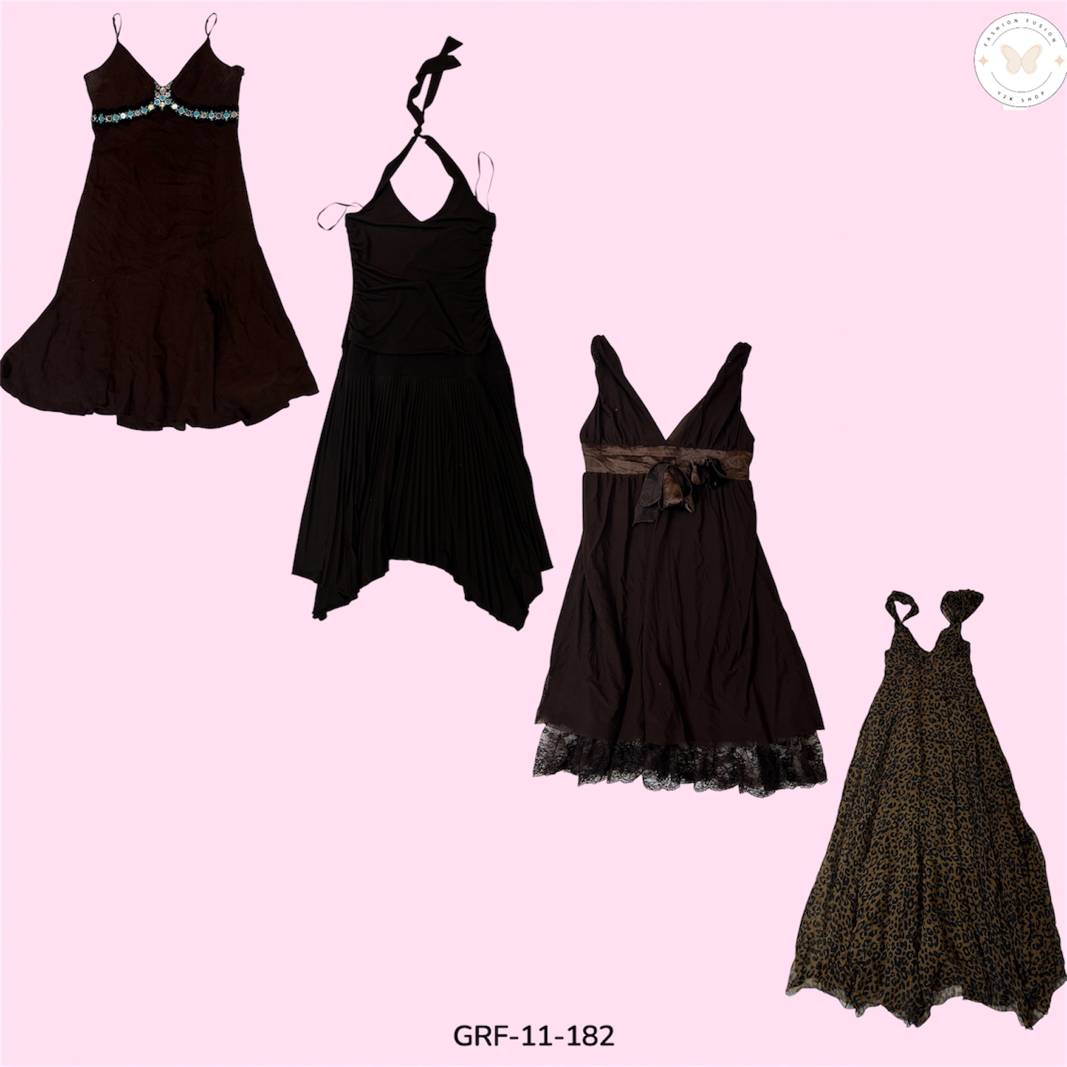 Classic Brown Poly Dress – Timeless Modern Style (GRF-11-182)