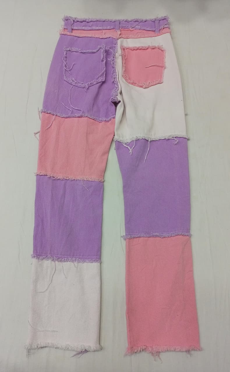 CR865 Upcycled Pastel Patchwork Denim Jeans