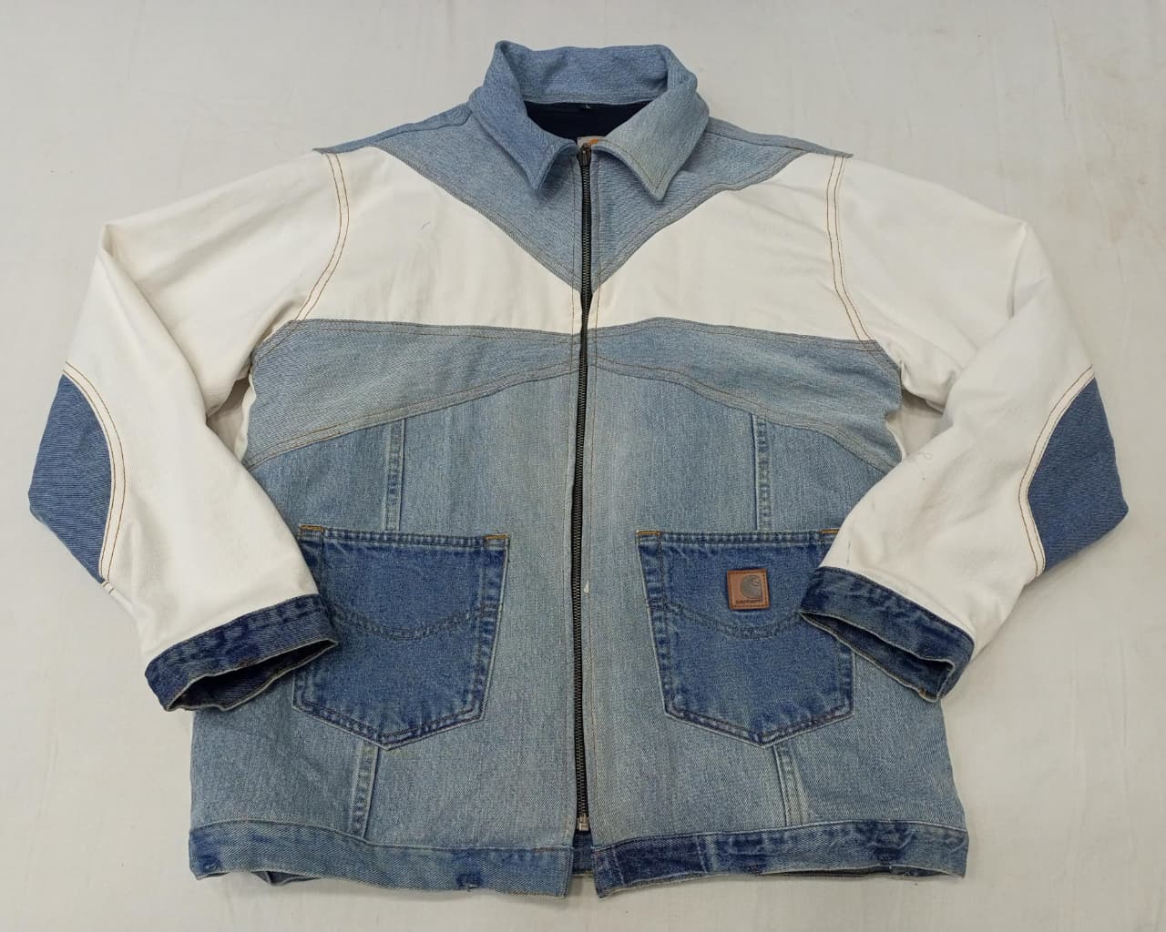 CR868 Upcycled Carhartt Patchwork Denim Jacket
