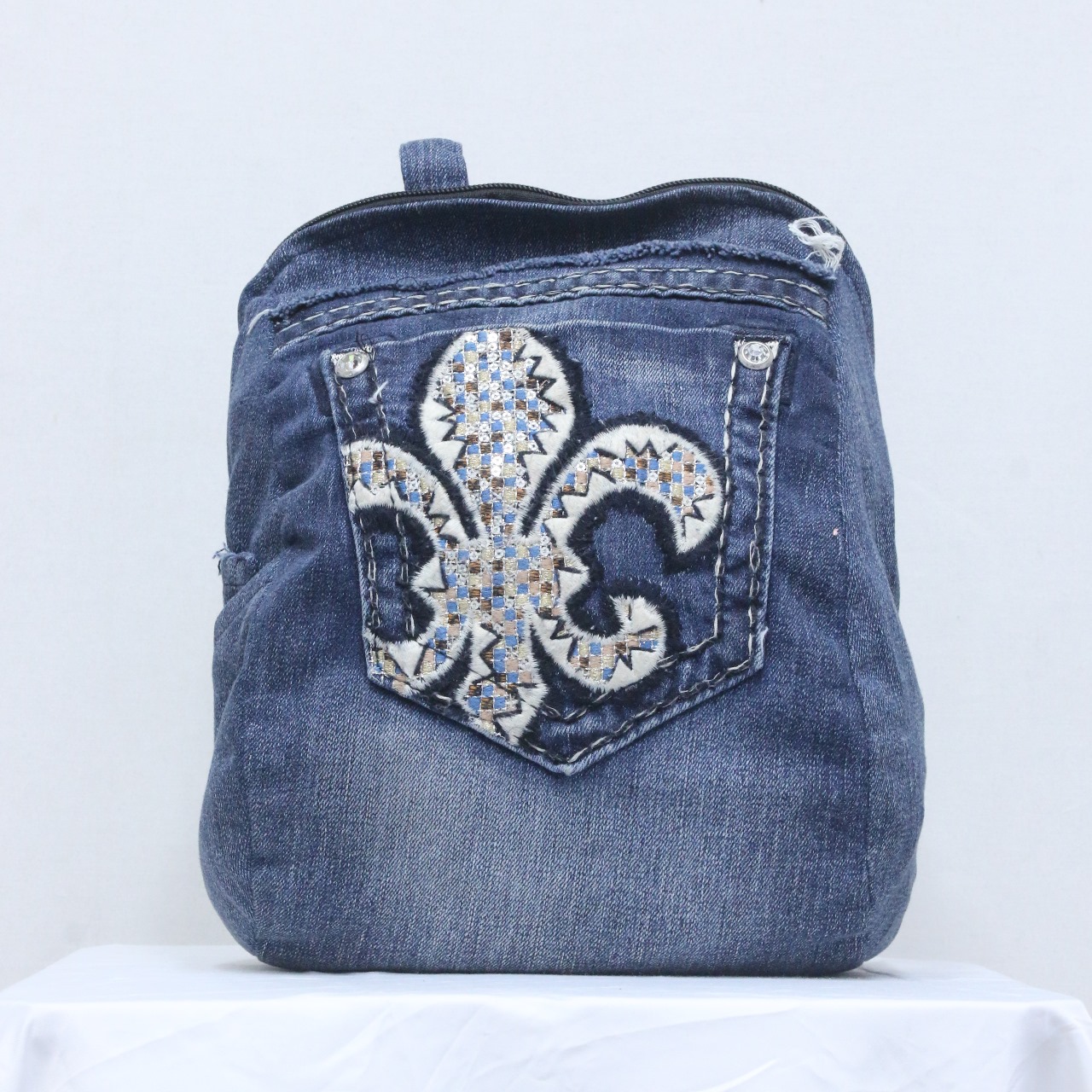 CR871 Upcycled Denim Miss Me Pocket Mini-Bag