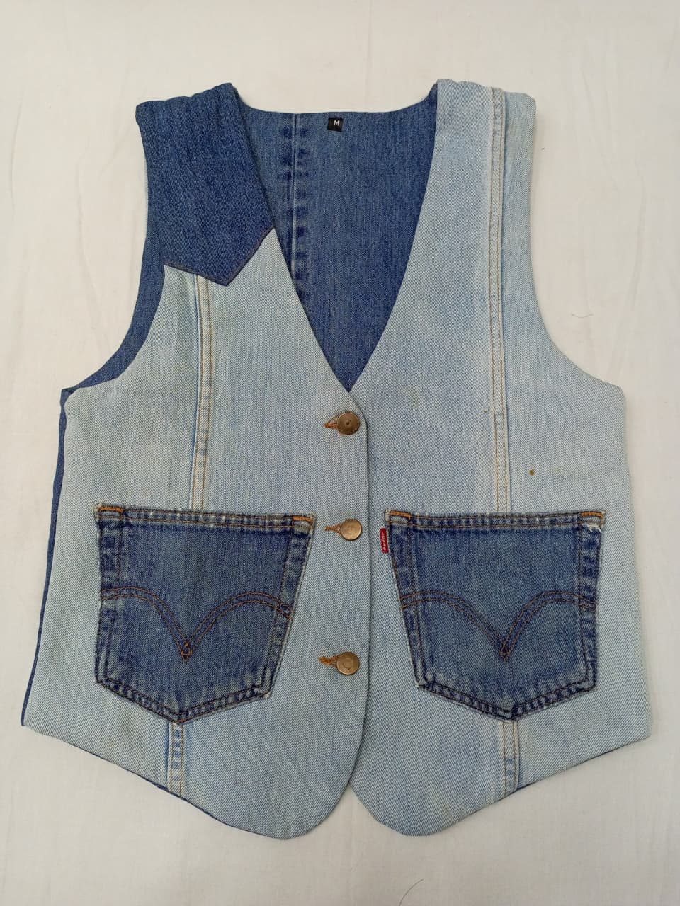CR874 Upcycled Denim Patchwork Vest