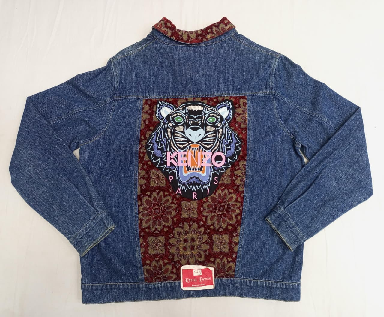 CR881 Upcycled Denim Tapestry Panel Jacket
