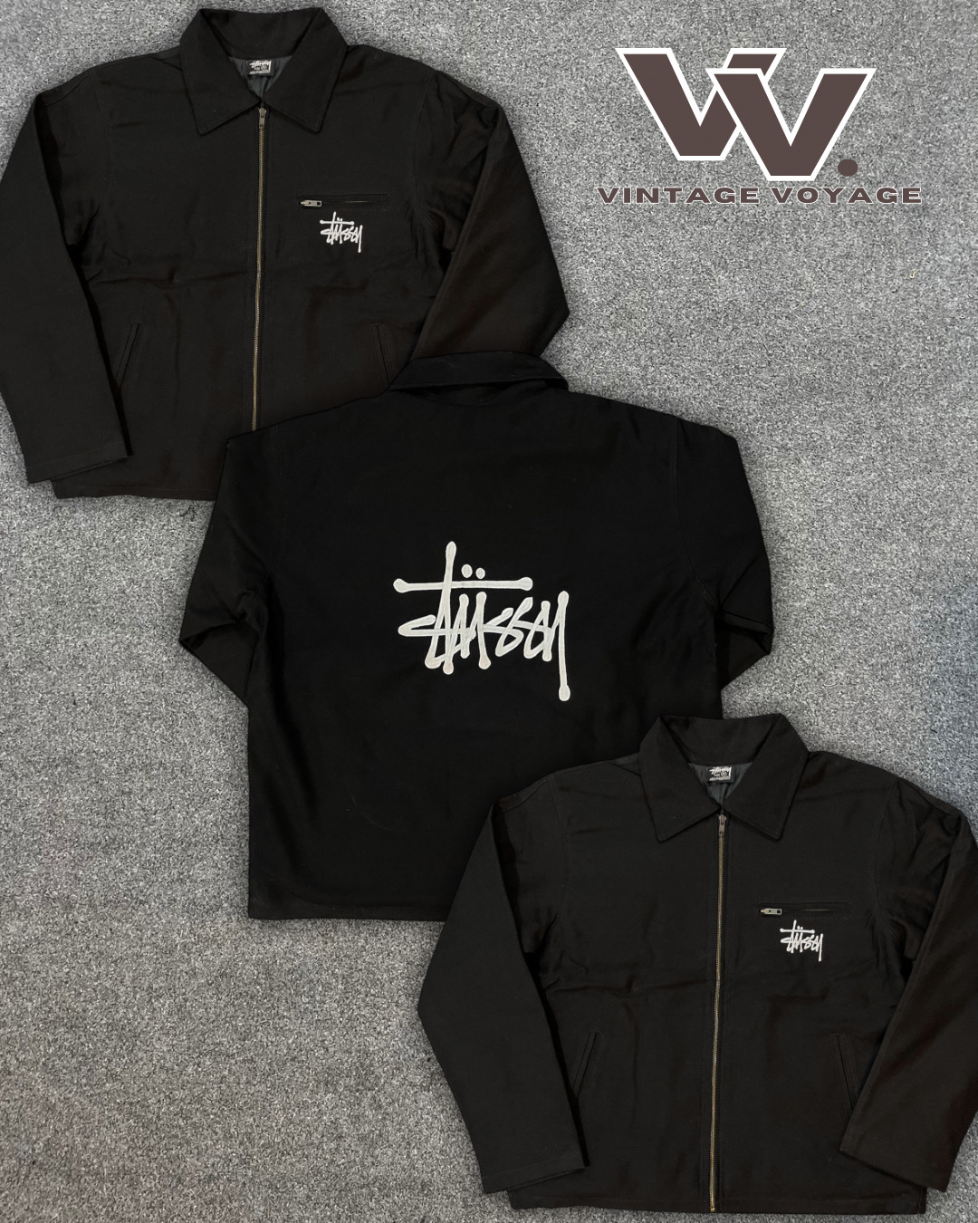 Veste Detroit noire retravaillée par Stussy ~261125