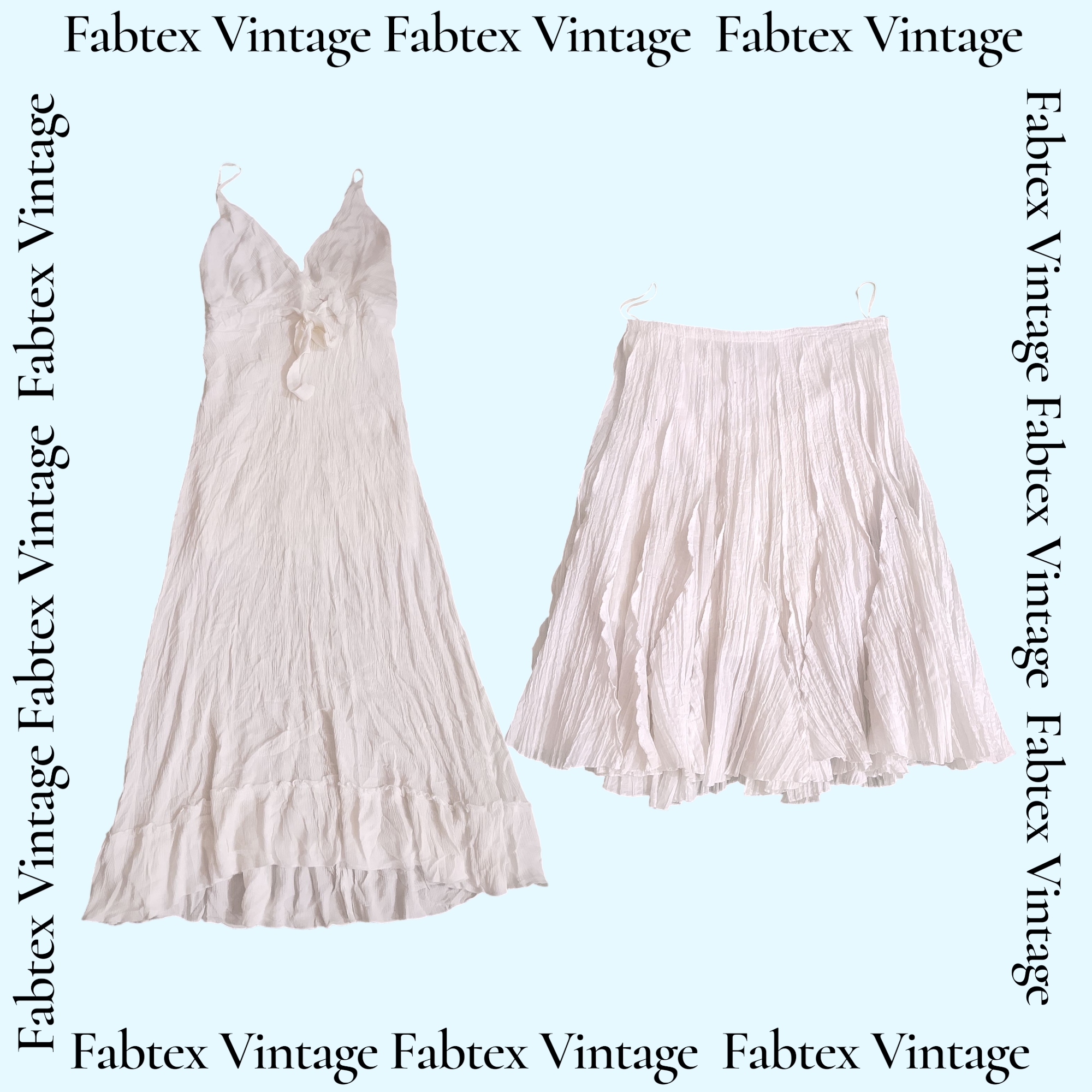 (FV-563) Fresco e Ventoso Bianco - Bundle di Gonne e Abiti in Cotone