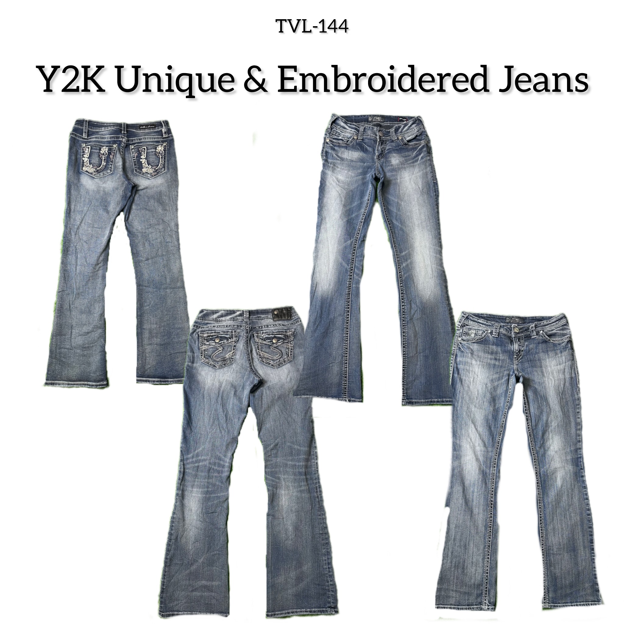 Y2K Unique Embroidered & Embellished Jeans (TVL-144)