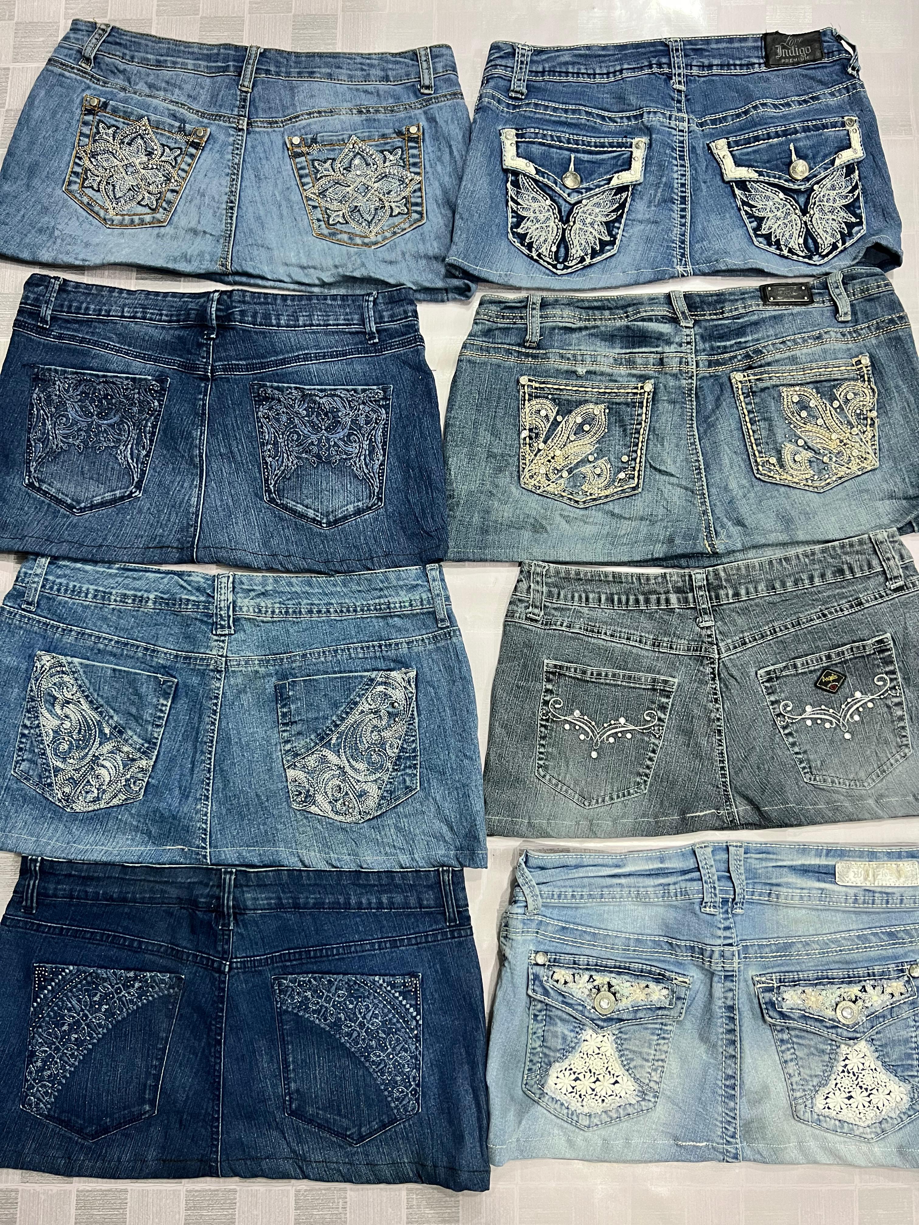 R191 Upcycled Ladies Embellished Mini Skirts