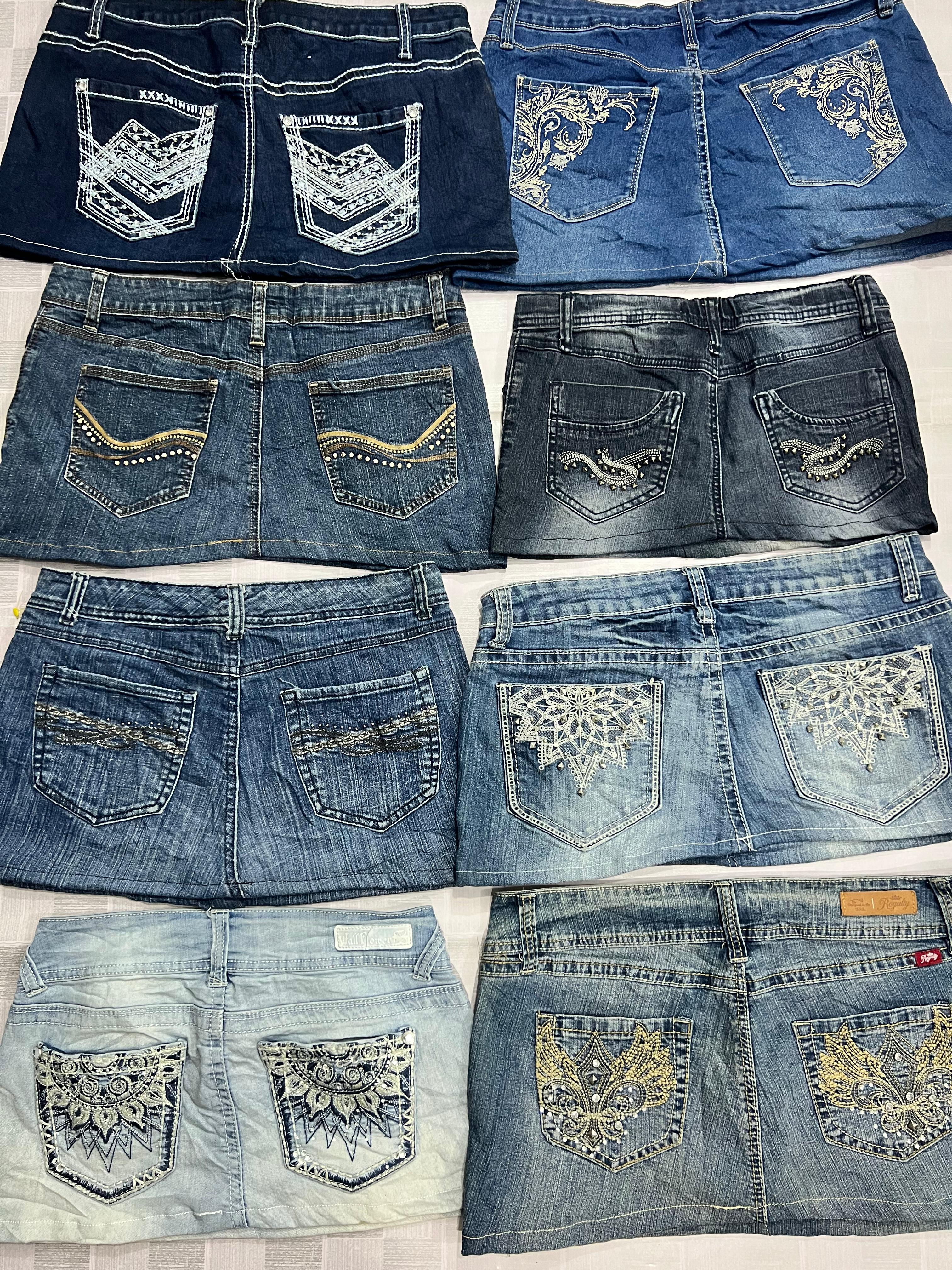 R193 Upcycled Ladies Embellished Mini Skirts