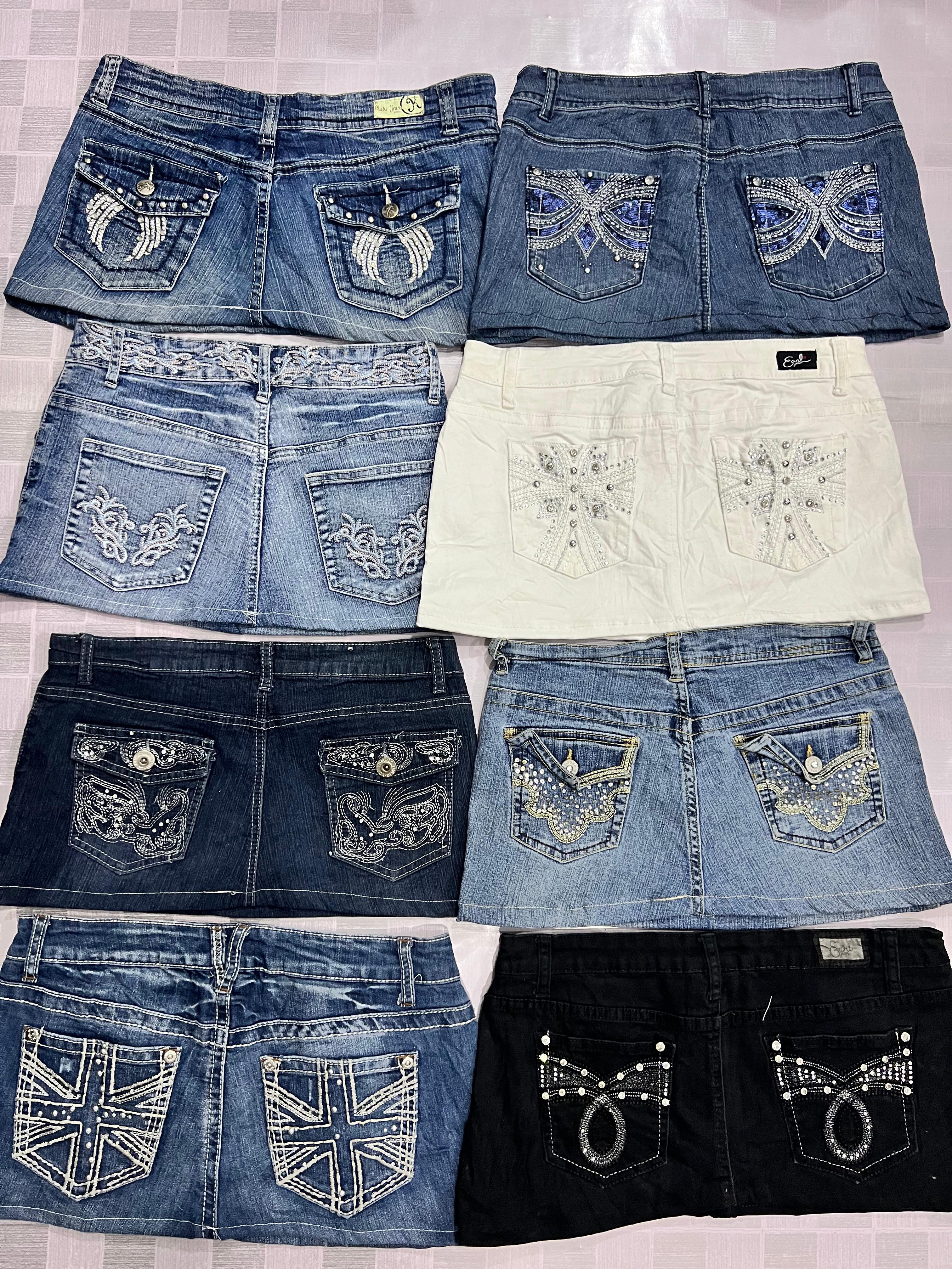 R194 Upcycled Ladies Embellished Mini Skirts