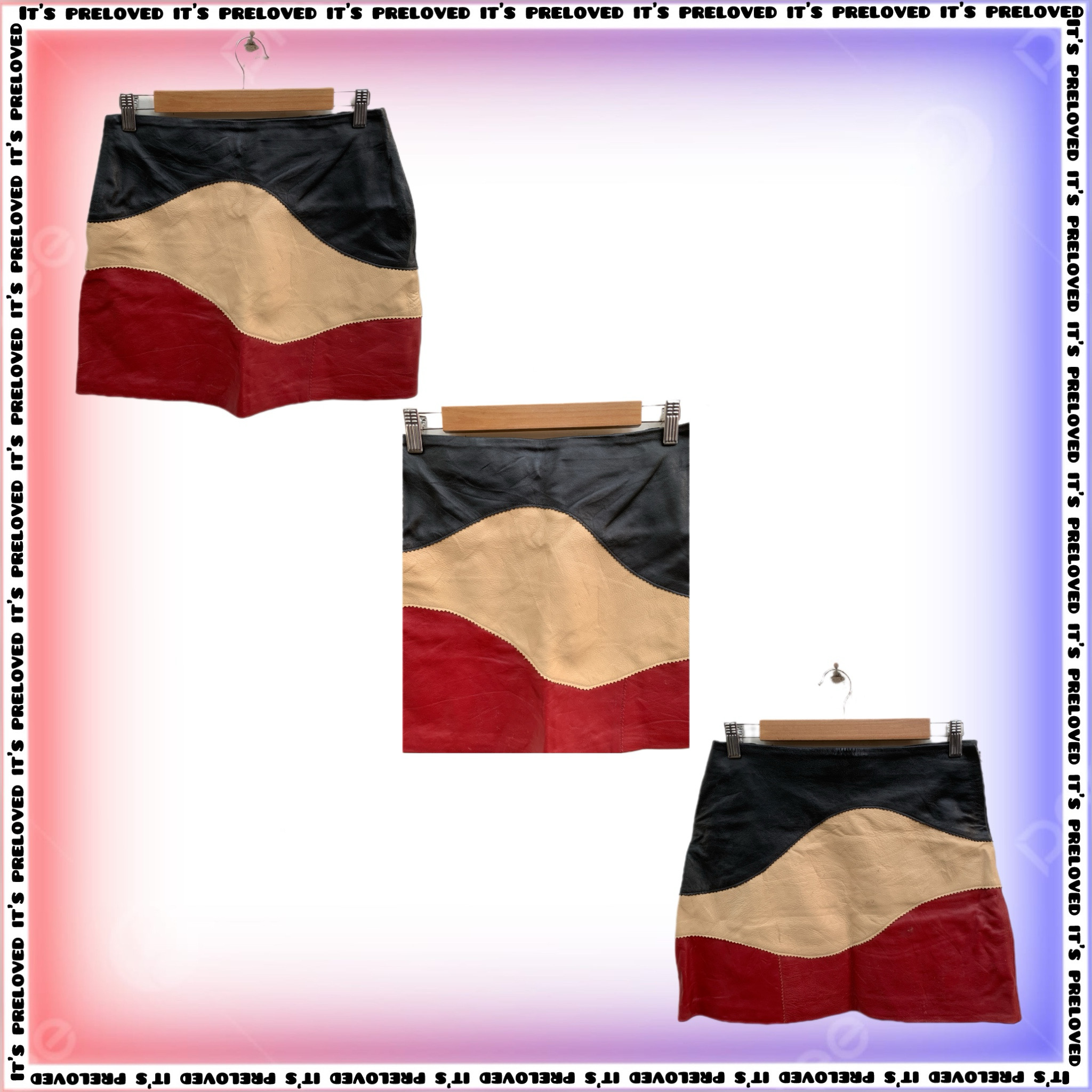 Jupe mini en cuir à panneaux revalorisé