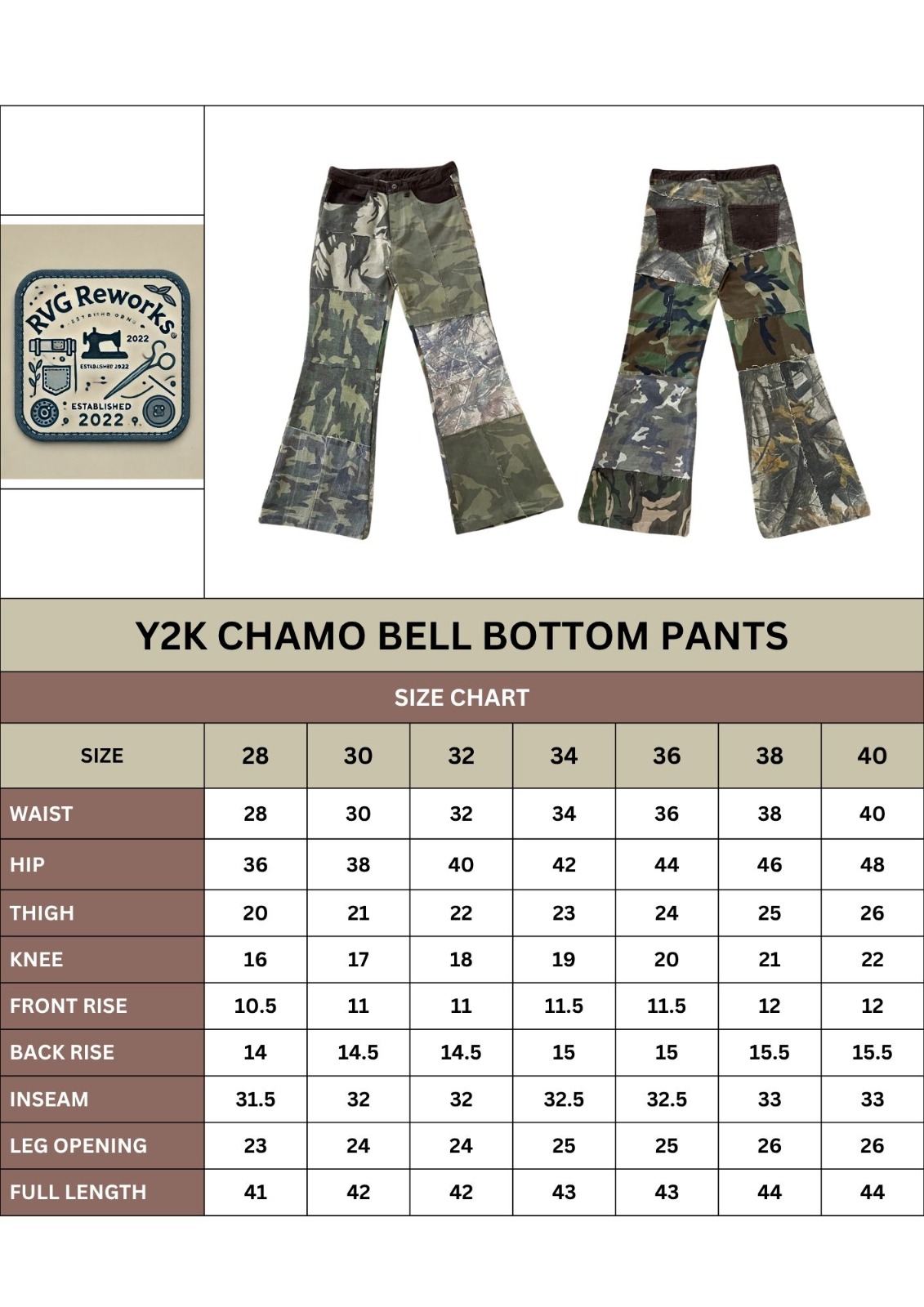 Upcycled Camo Patchwork Flare Pants