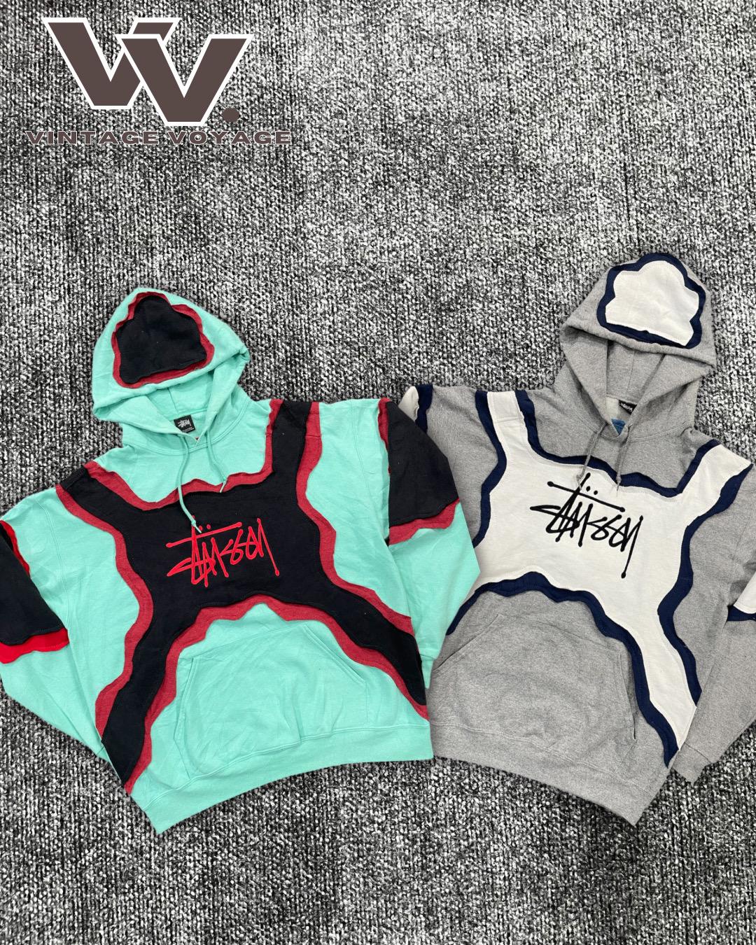 Stussy reworked style patchwork fleece hoodies #271125