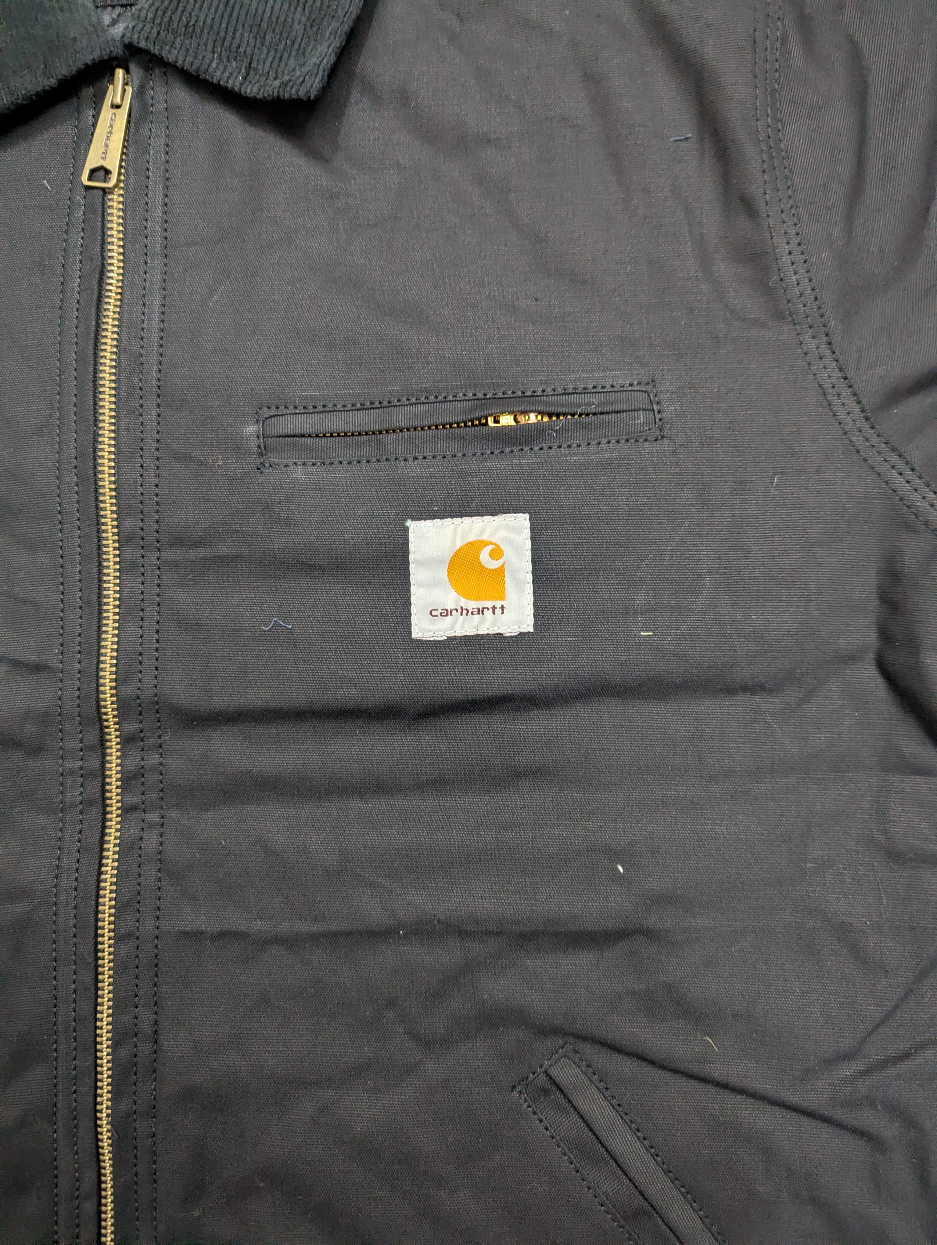 Carhartt Black Detroit NY Embroidered Rework Style Jacket
