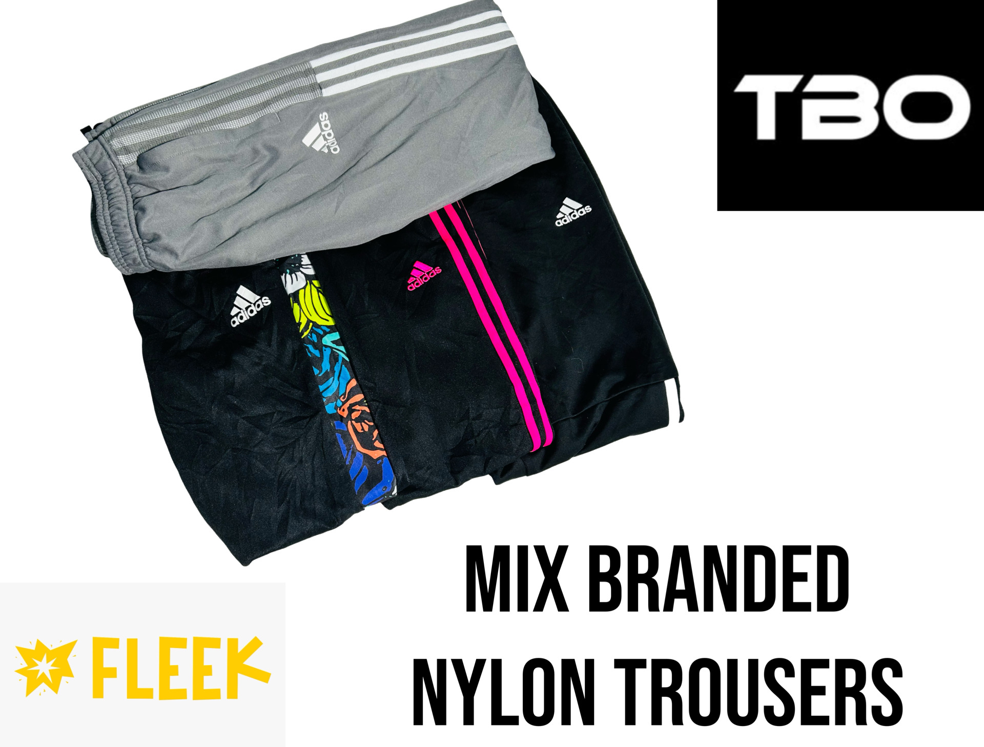 Mix branded nylon trousers