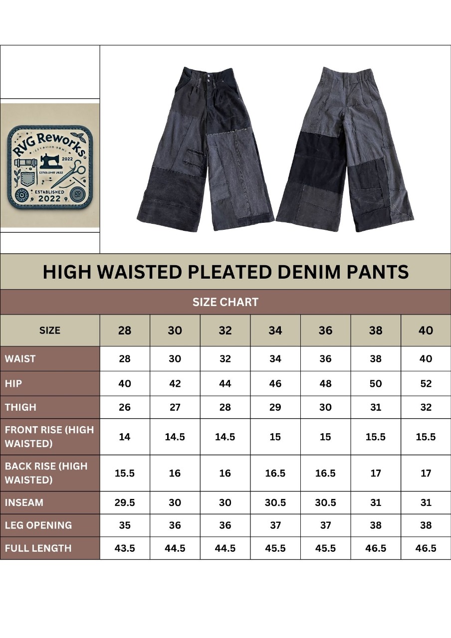 Pantalon en denim patchwork à jambes larges recyclé