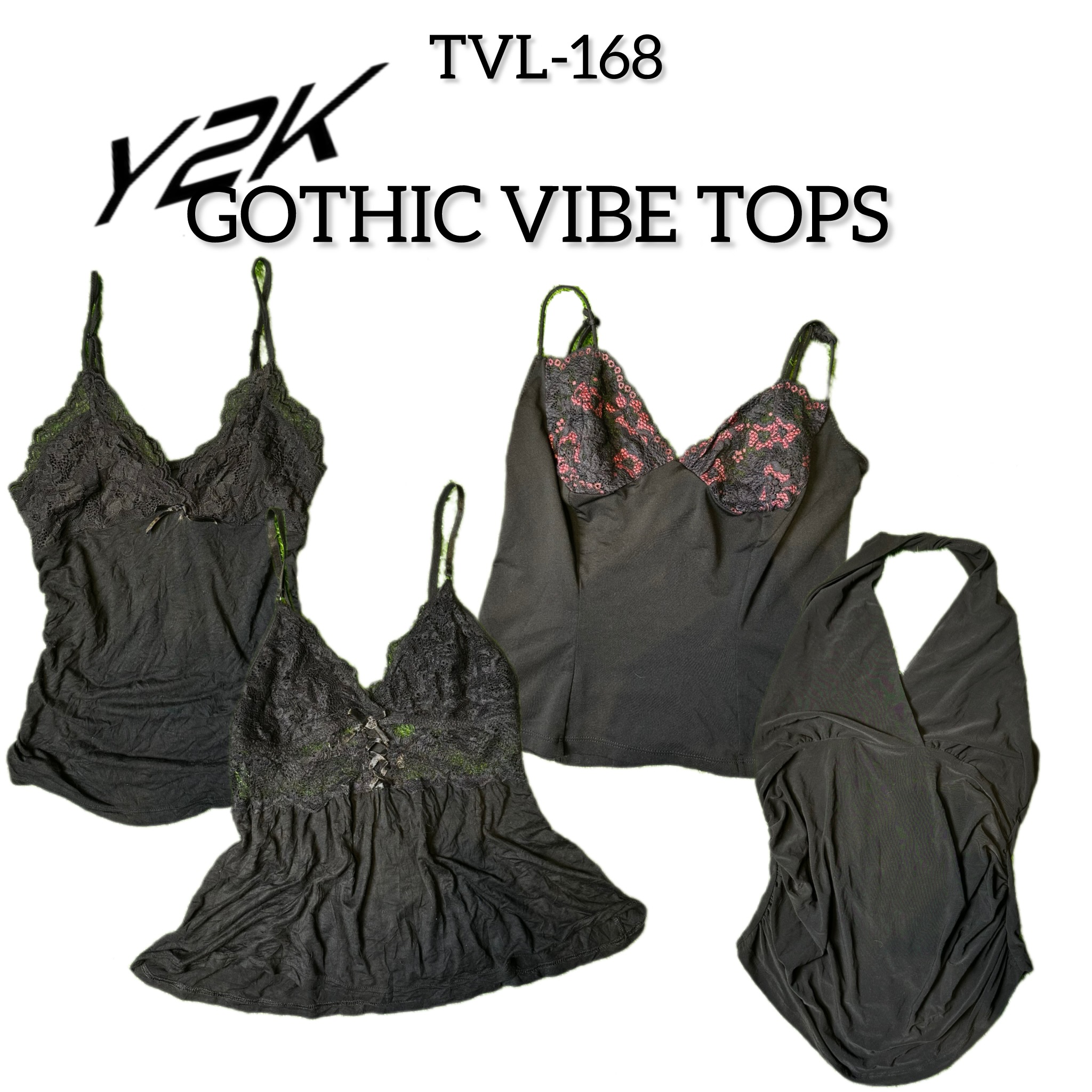 Y2K Gothic Vibe Cami Tops (TVL-168)
