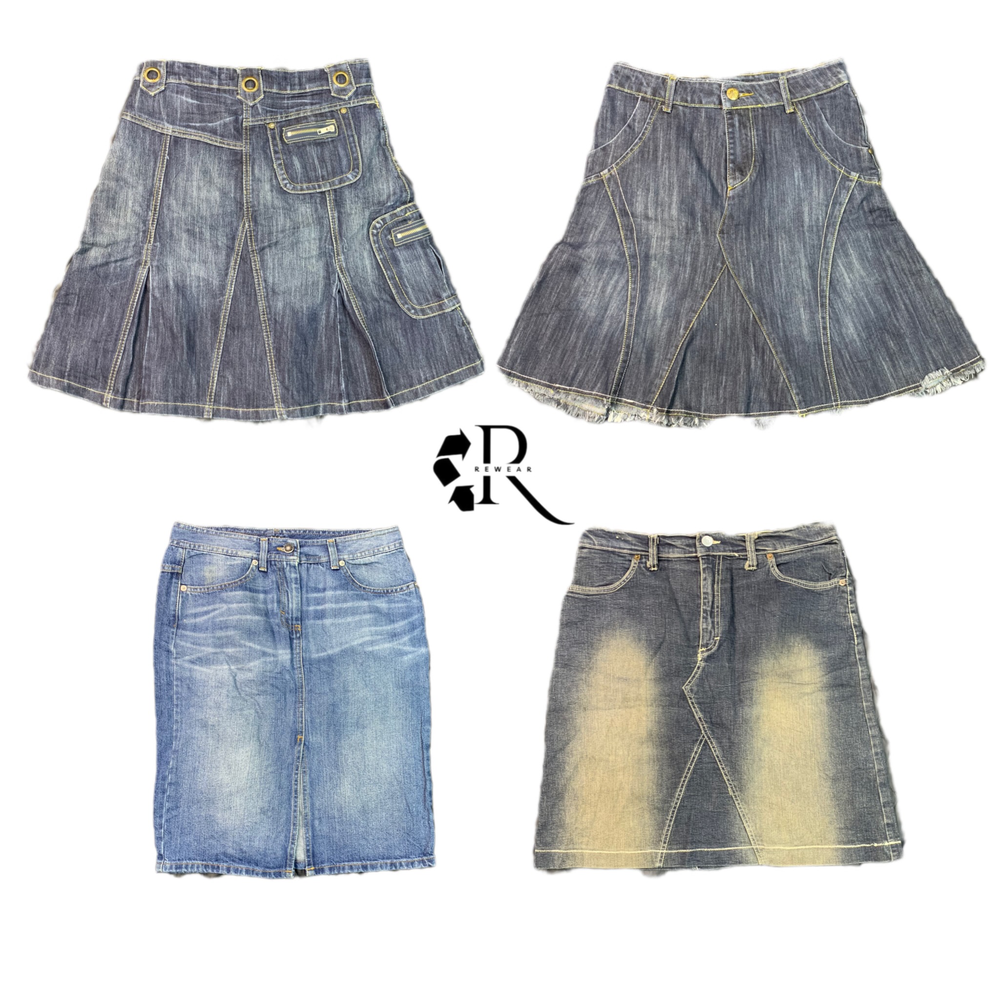 Jupes midi en denim Y2K NYC IT Girl RW-1249