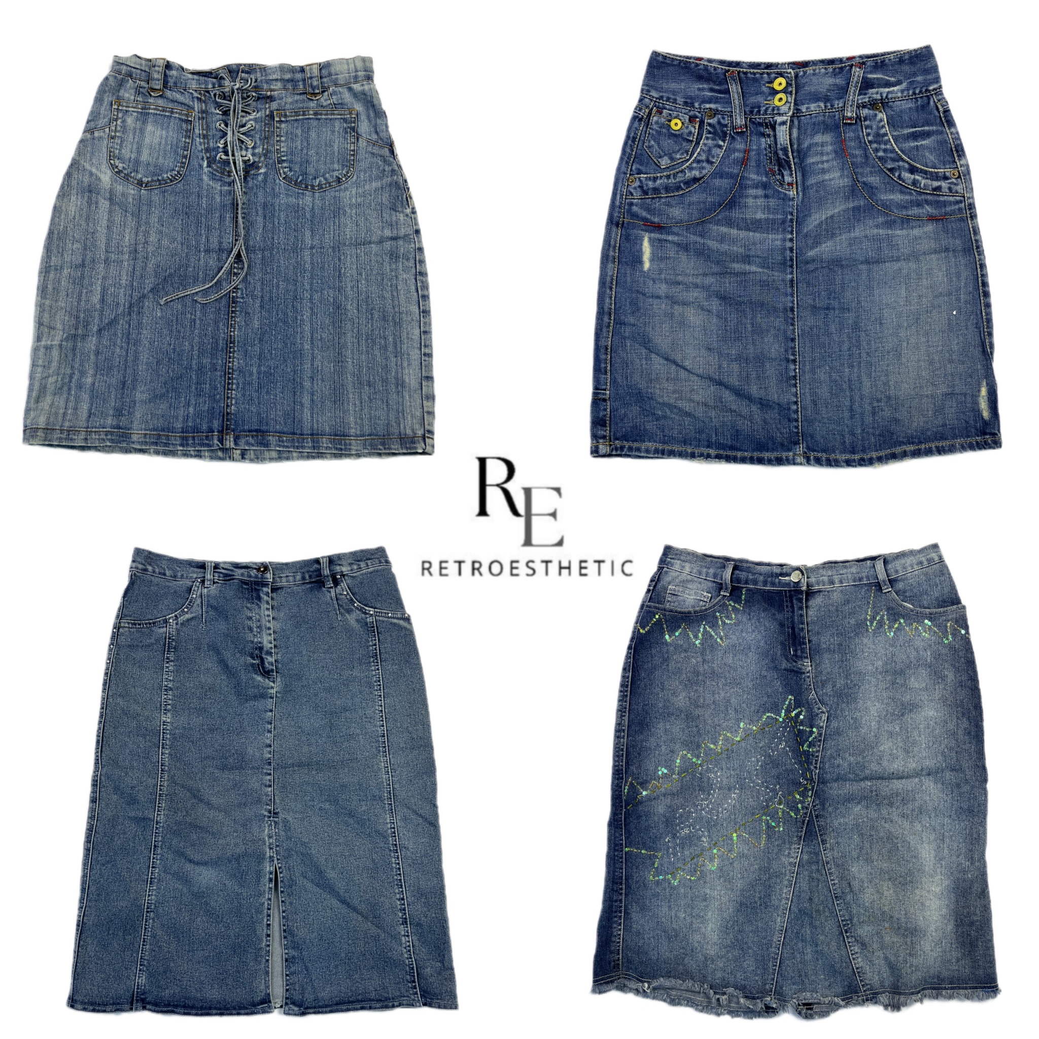 Jupes midi en denim de l'ère Britney Y2k