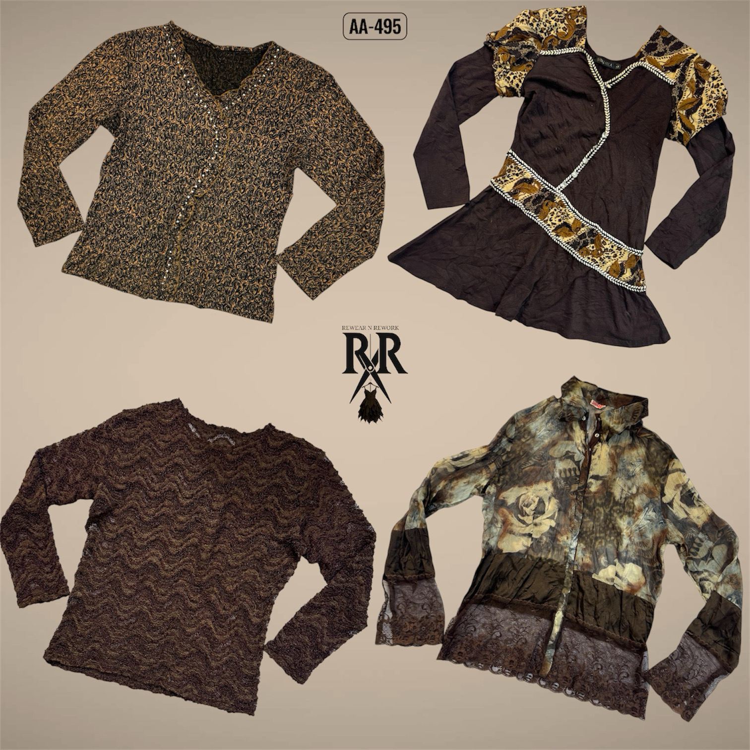 Y2K Earthy Tone Mix Full Sleeve Tops (AA-495)