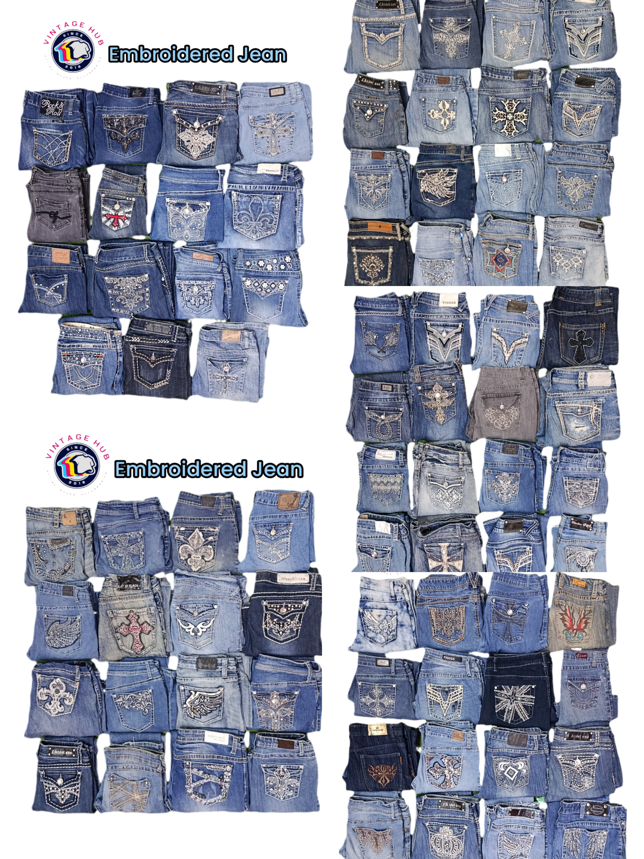 Embroidery Beaded Flare Jeans