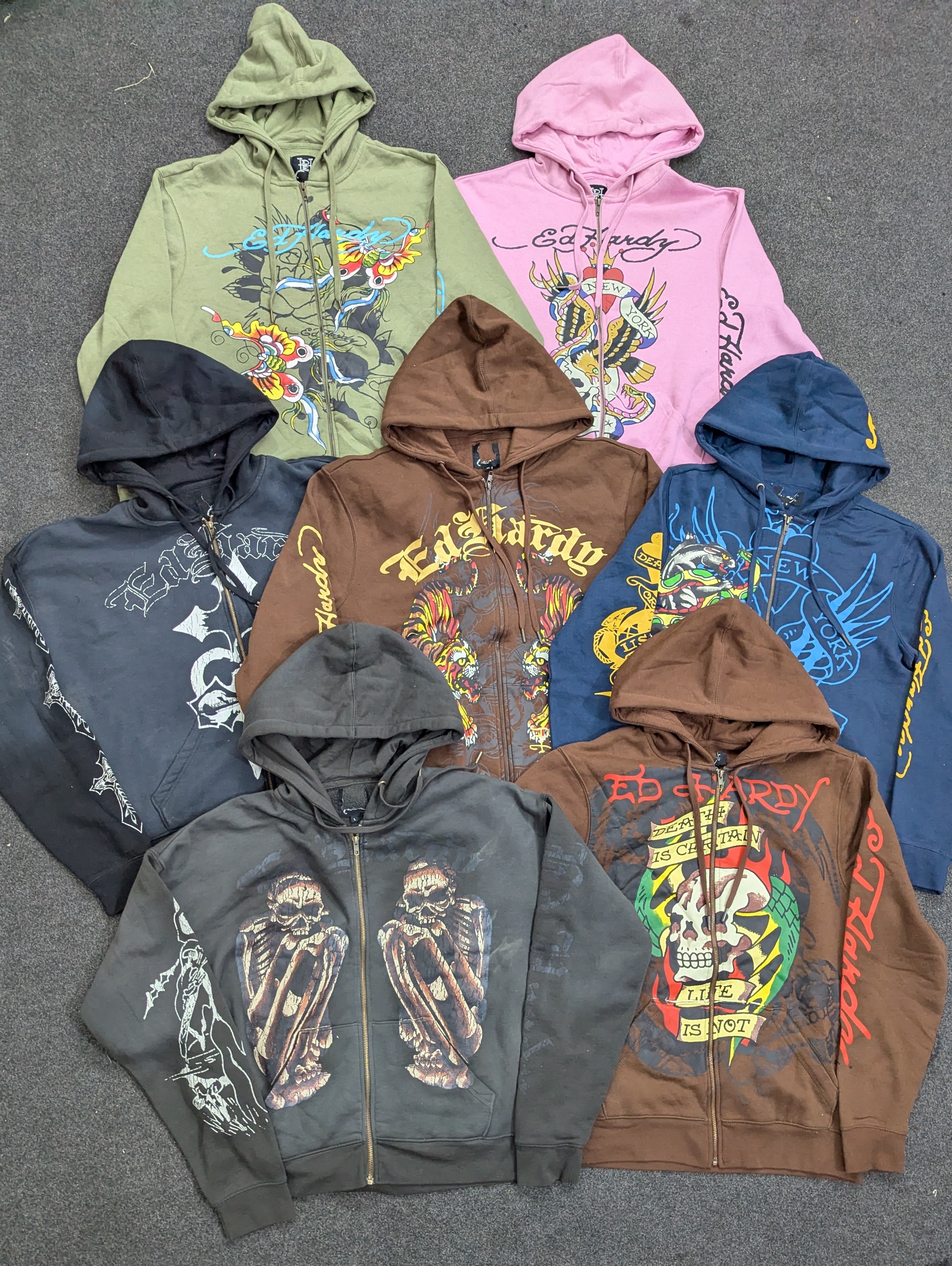 Ed Hardy Men's Zipper Hoodies, Mix Colours