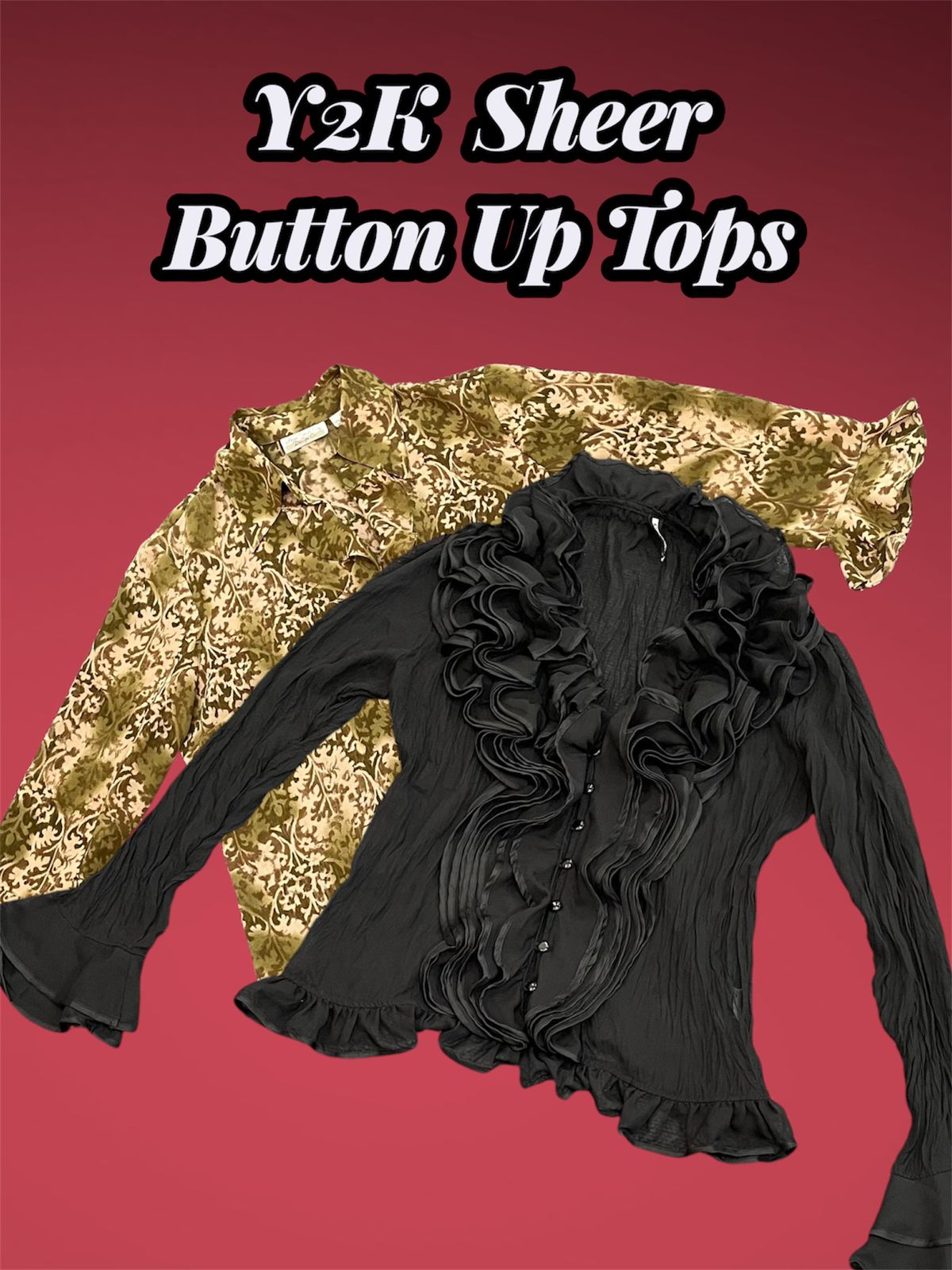 Y2k sheer Buttom up tops (2911)