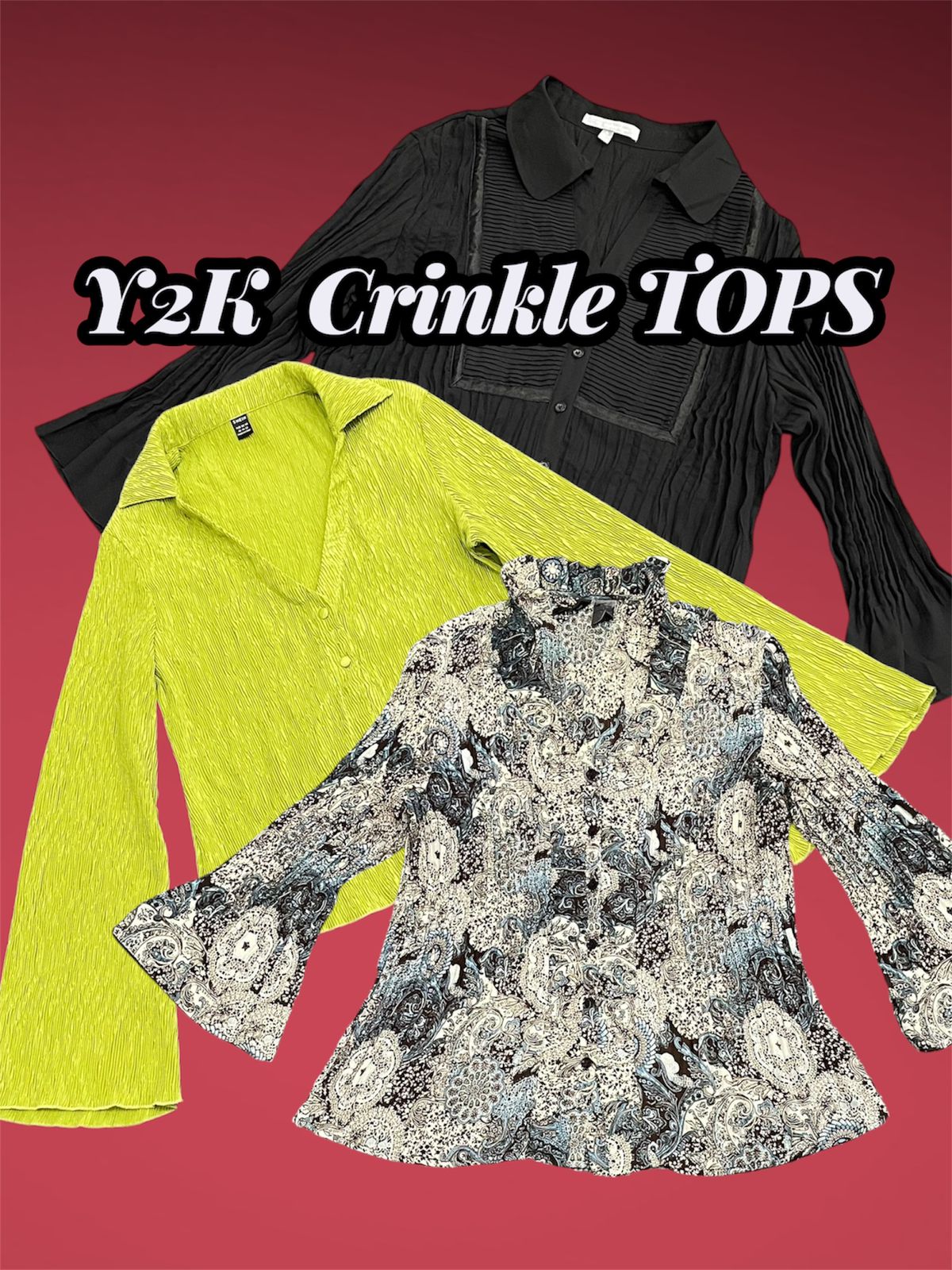 Y2k crinkle tops (2911)