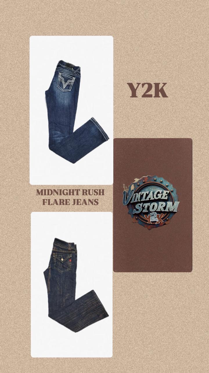 Y2K Mid Night Rush Denim Flared Jeans