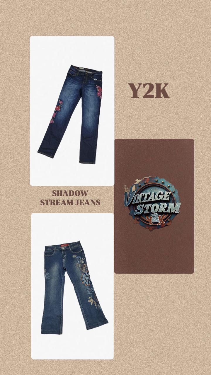 Y2K Shadow Stream Denim Flared Jeans